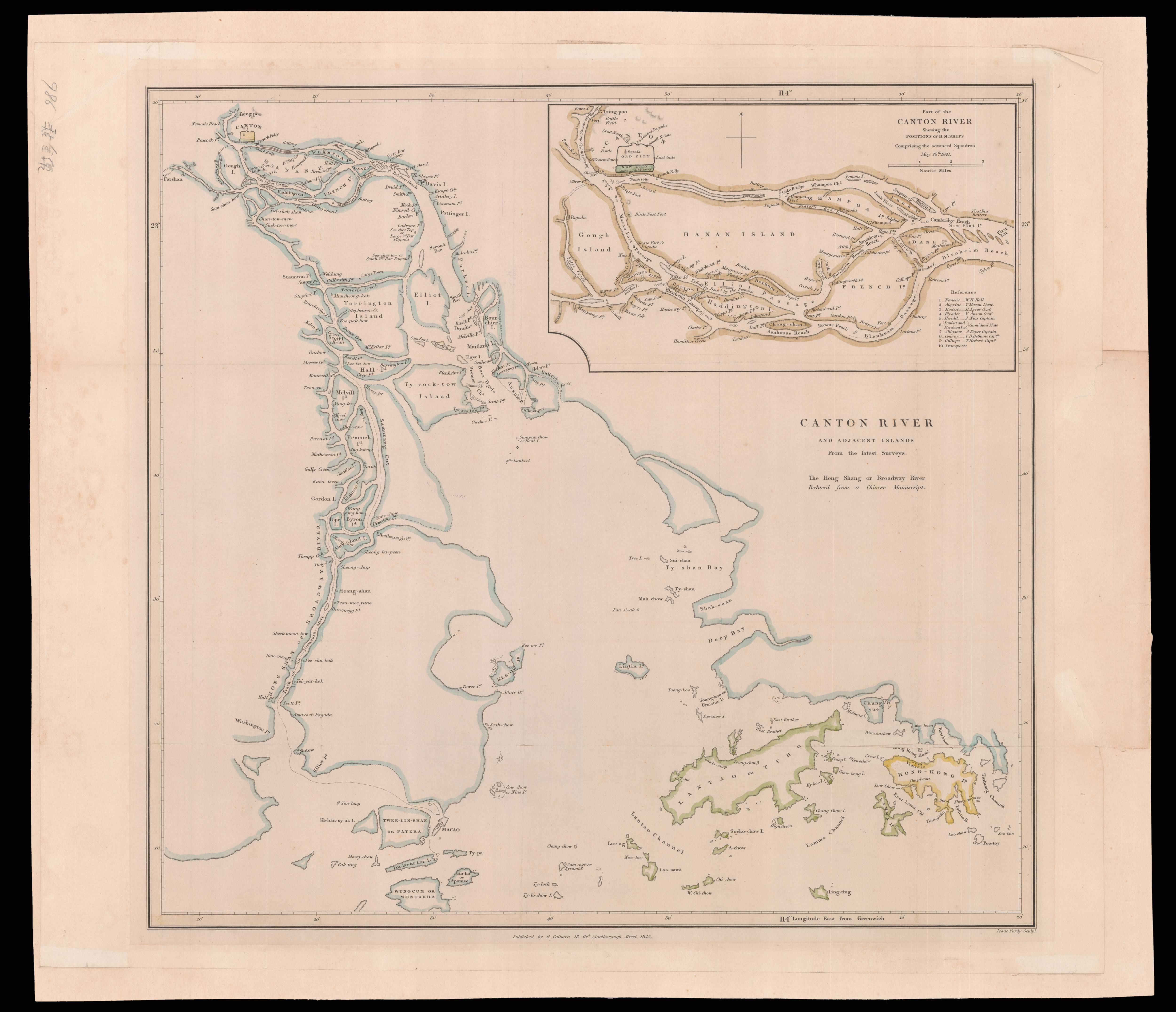 HALL, Admiral Sir William Hutcheon Canton River and adjacent islands from the latest surveys.