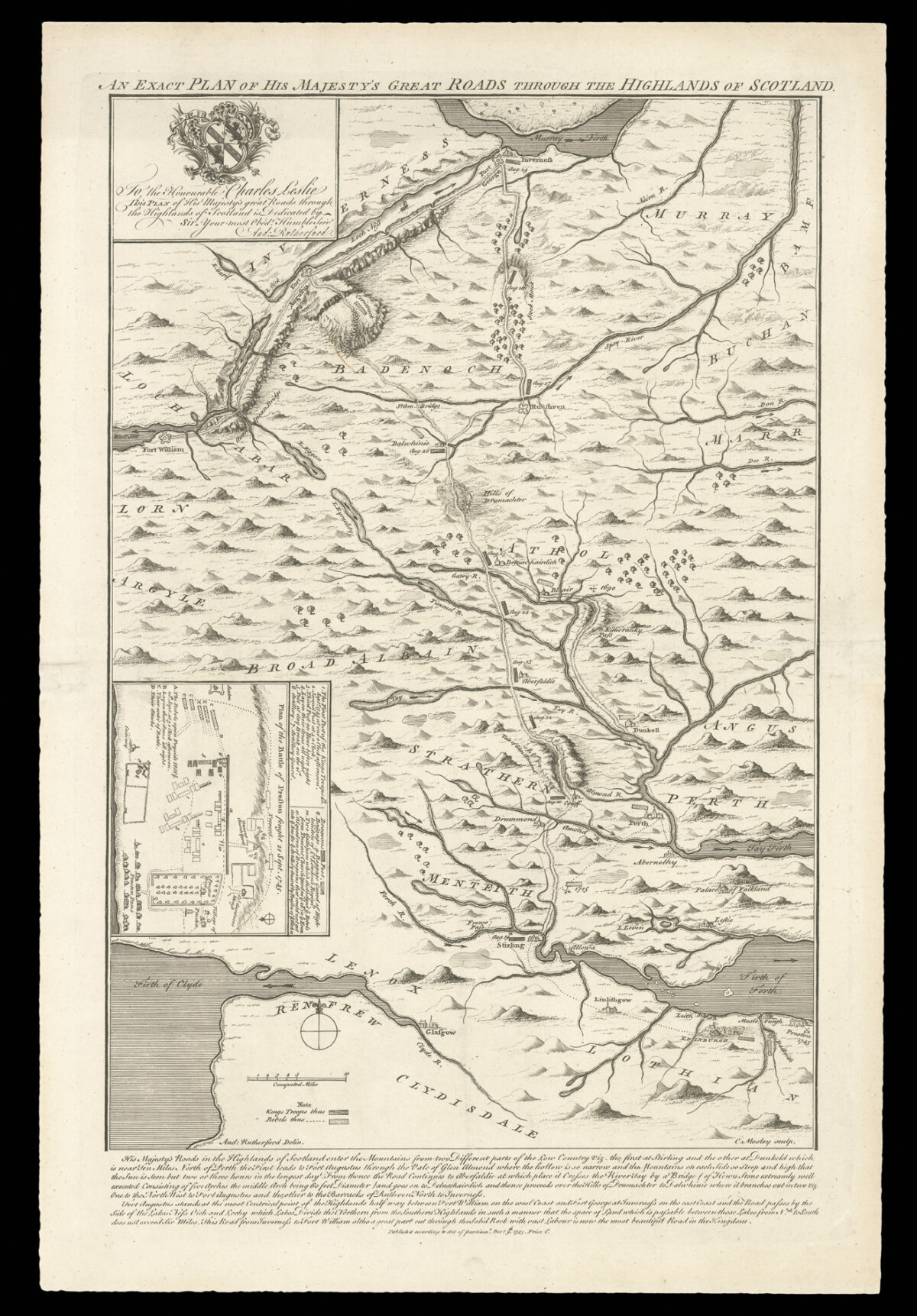 RUTHERFORD, Andrew An Exact Plan of His Majesty's Great Roads Through the Highlands of Scotland.