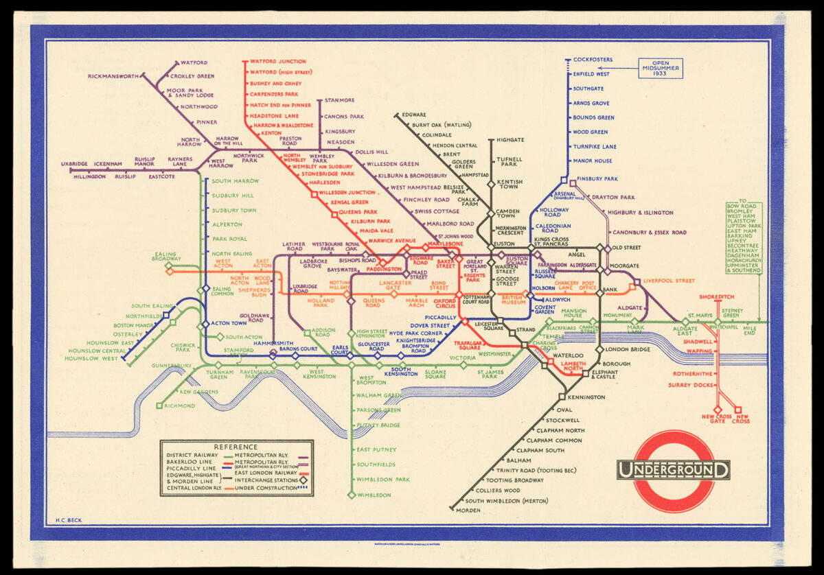 BECK, Harry Map of London's Underground Railways.