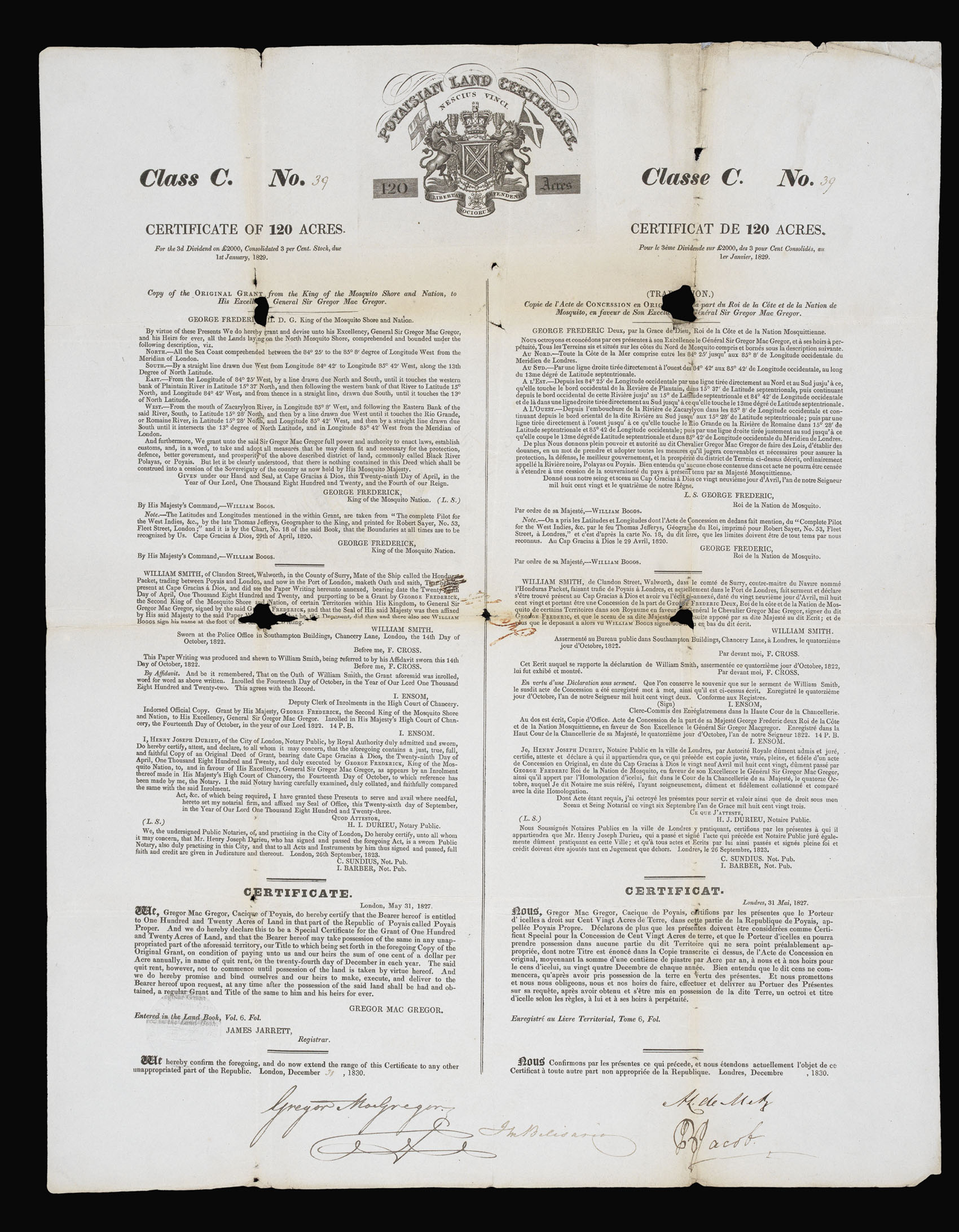 GREGOR, MacGregor Poyaisian Land Certificate.