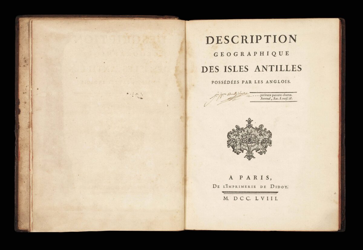 BELLIN, Jacques Nicolas Description Geographique des Isles Antilles possedees par les Anglois.