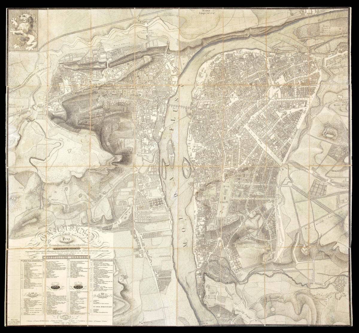 JUTTNER, Joseph [Plan of Prague] Grundriss der Königlichen Hauptstadt Prag auf Veranlassung und Kosten des Bömischen Nationalmuseums.