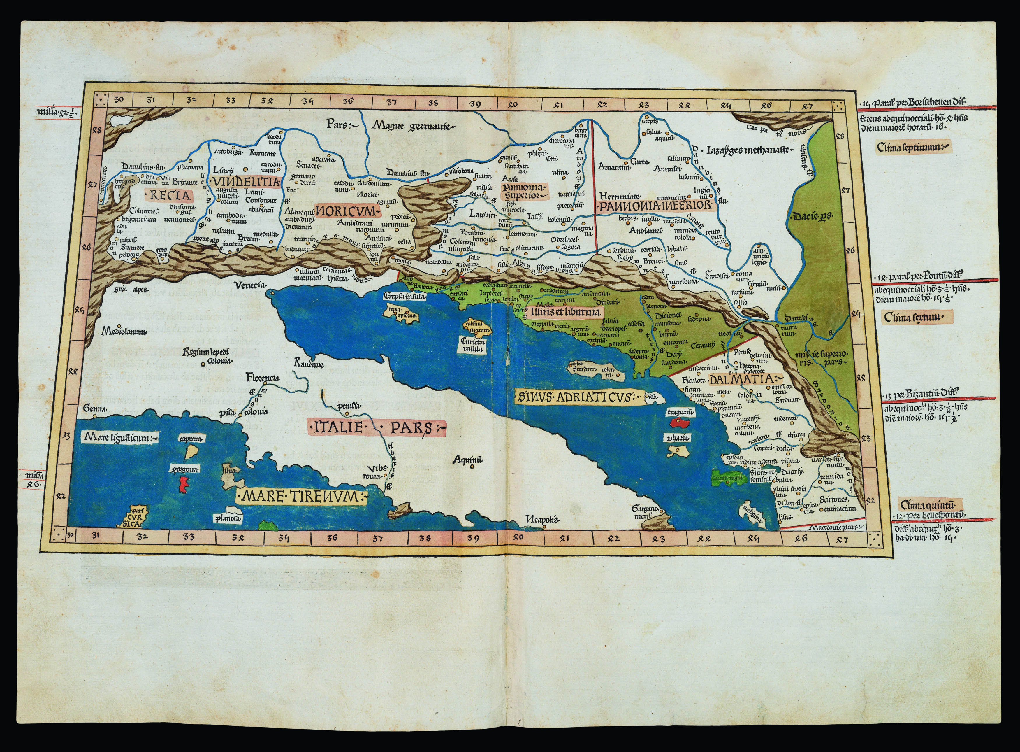 PTOLEMAEUS, Claudius [translated by ANGELUS, Jacobus, edited by GERMANUS, Nicolaus] Tabula quinta Europa