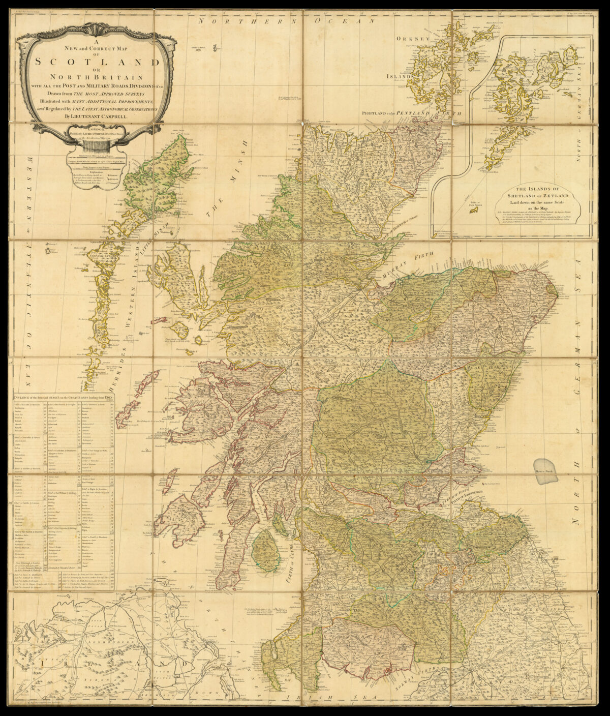 CAMPBELL, Lieutenant [Robert] A New and Correct Map of Scotland or North Britain.