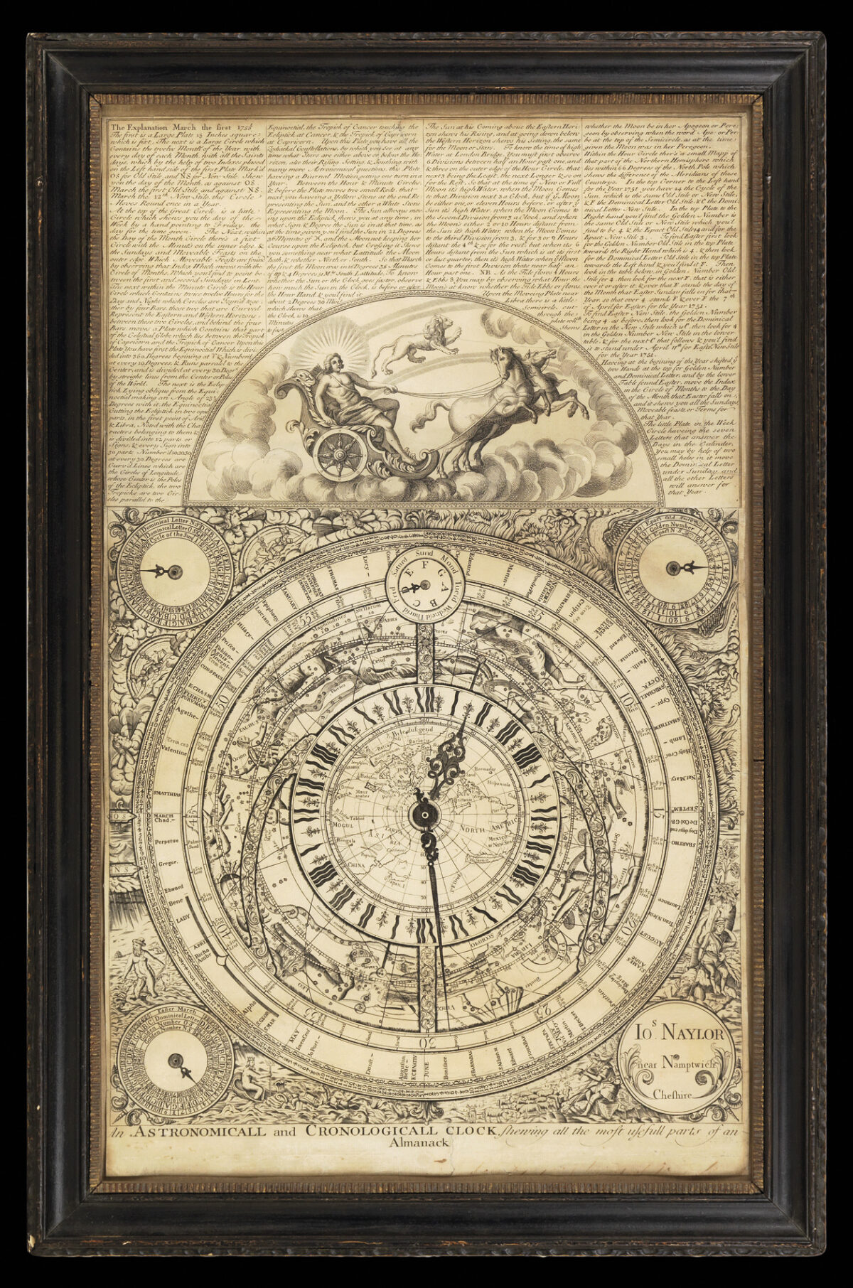 NAYLOR, Joseph [Sheet entitled:] 'An Astronomicall and Chronologicall Clock,