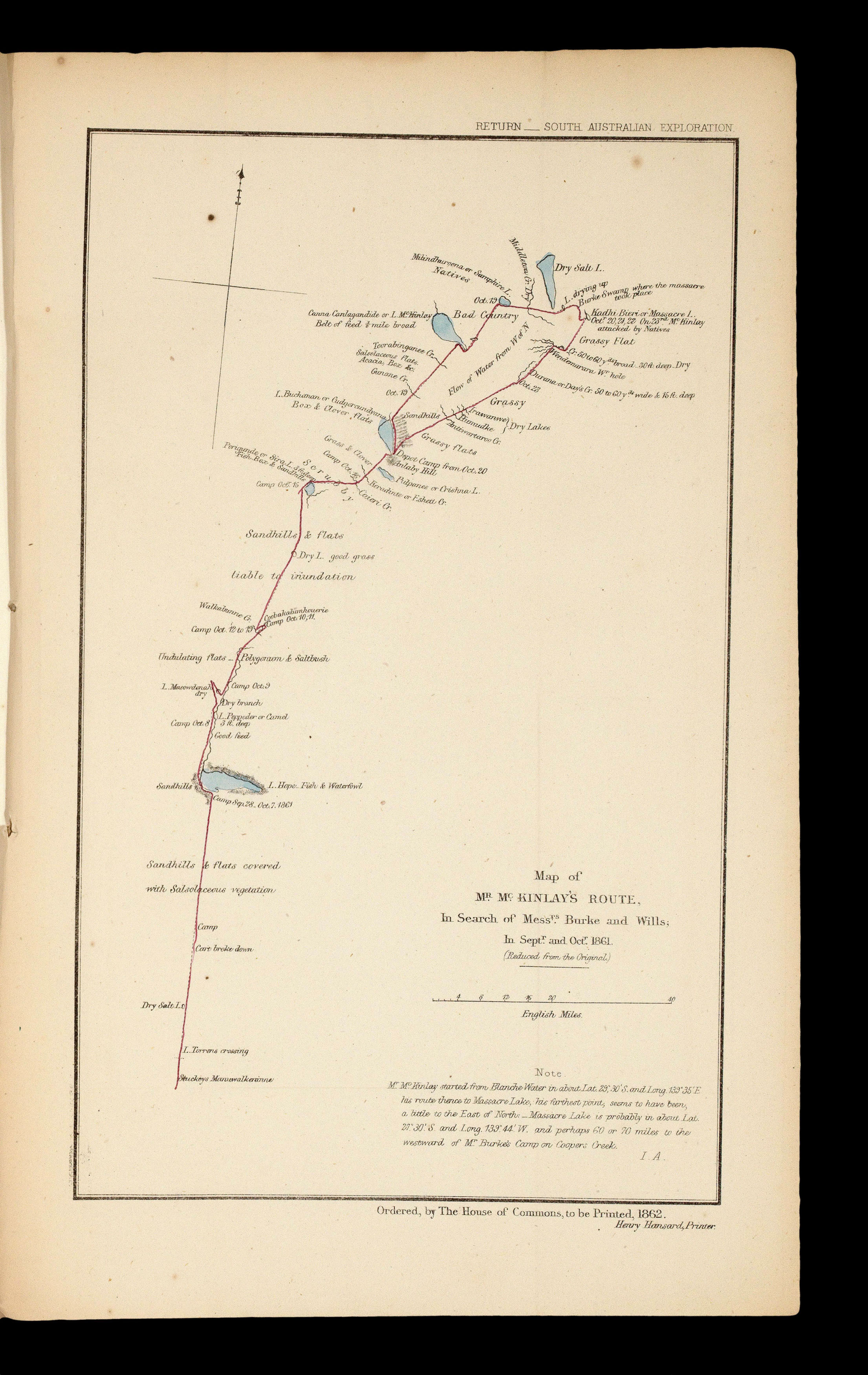 MCKINLAY, John; BURKE, Robert O'Hara; and William John WILLS Map of the Eastern Part of Australia.
