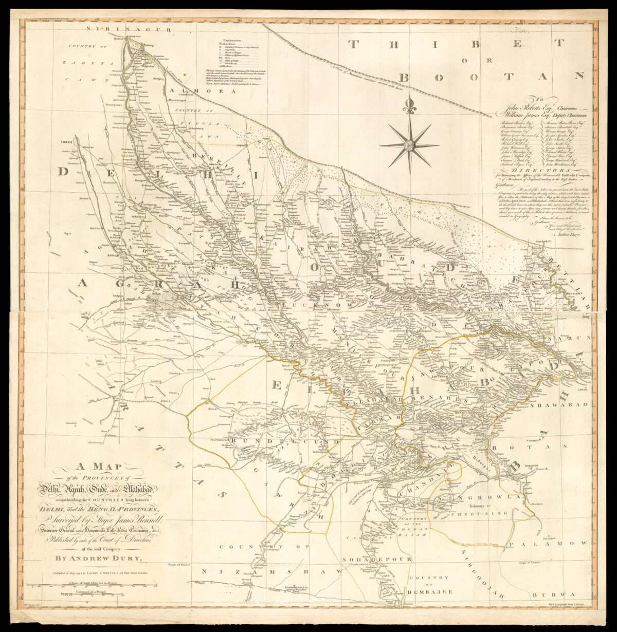DURY, Andrew A Map of the Provinces of Delhi, Agrah, Oude and Ellahabad,