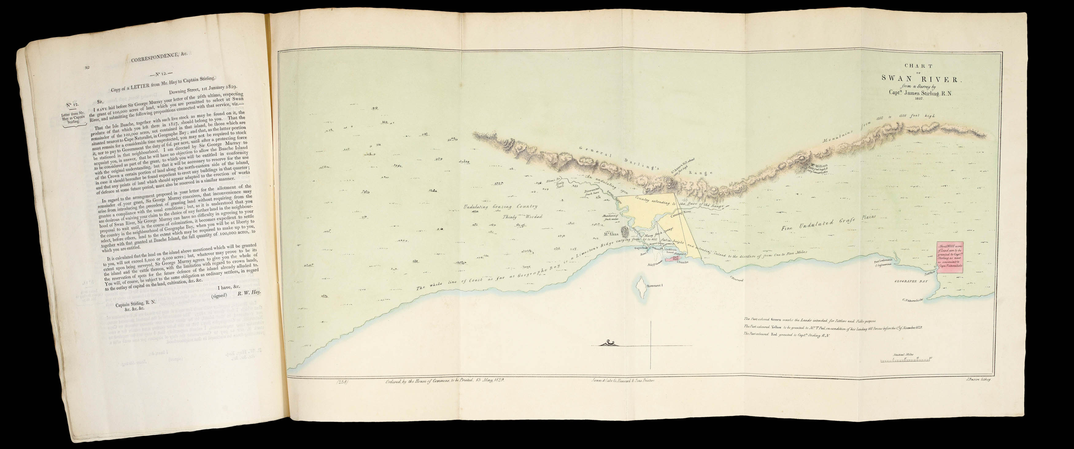 STIRLING, Captain James; and Thomas PEEL Chart of the Swan River