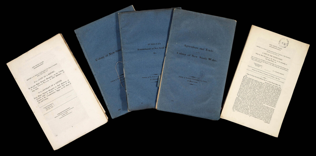 BIGGE, John Thomas; and Governor Lachlan MACQUARIE Collection of Parliamentary Papers related to John Thomas Bigge's Inquiry into the State of the Colony of New South Wales