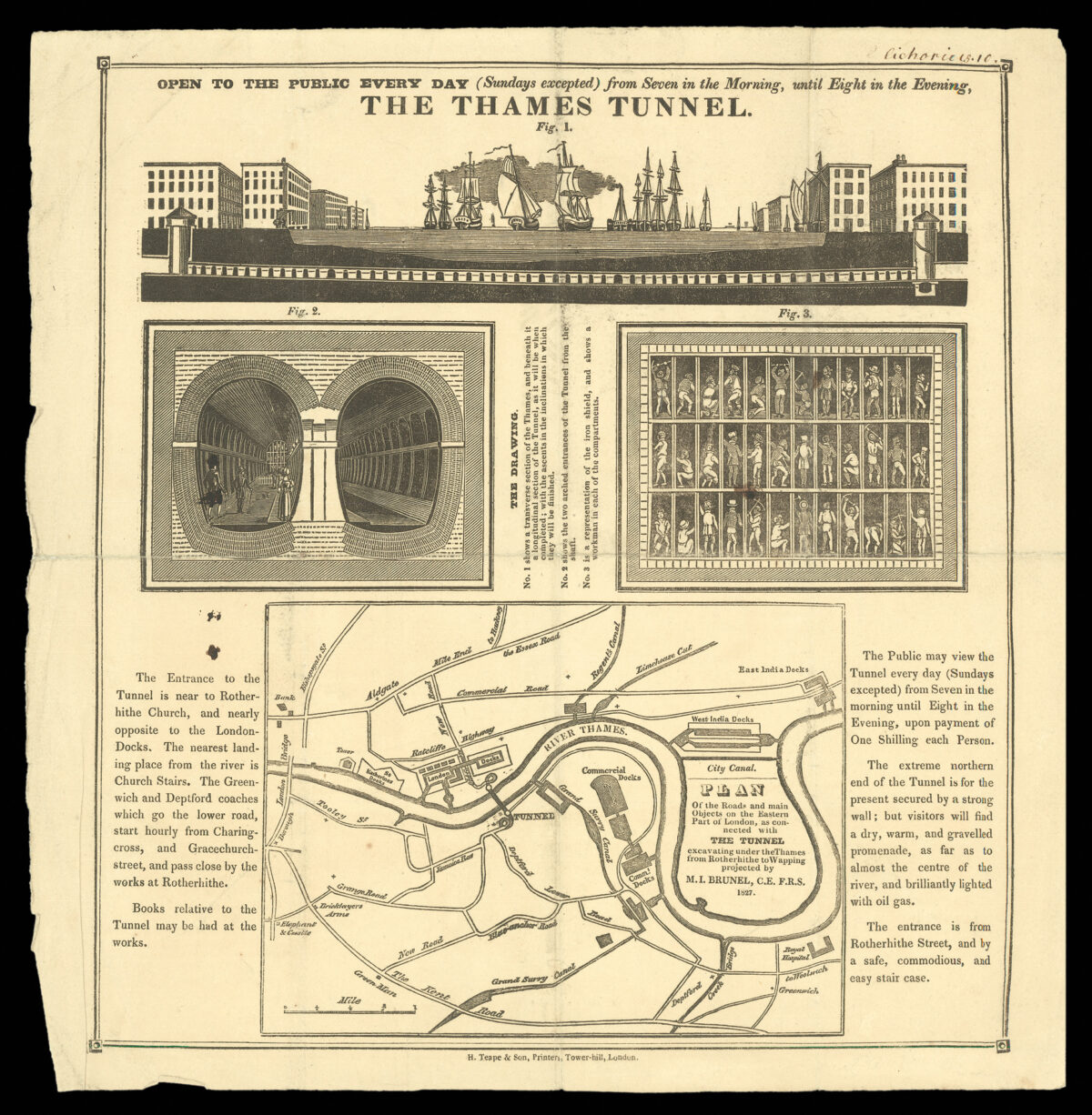 TEAPE, H., & Son Open to the Public Every Day (Sundays excepted) from Seven in the Morning, until Eight in the Evening, The Thames Tunnel.