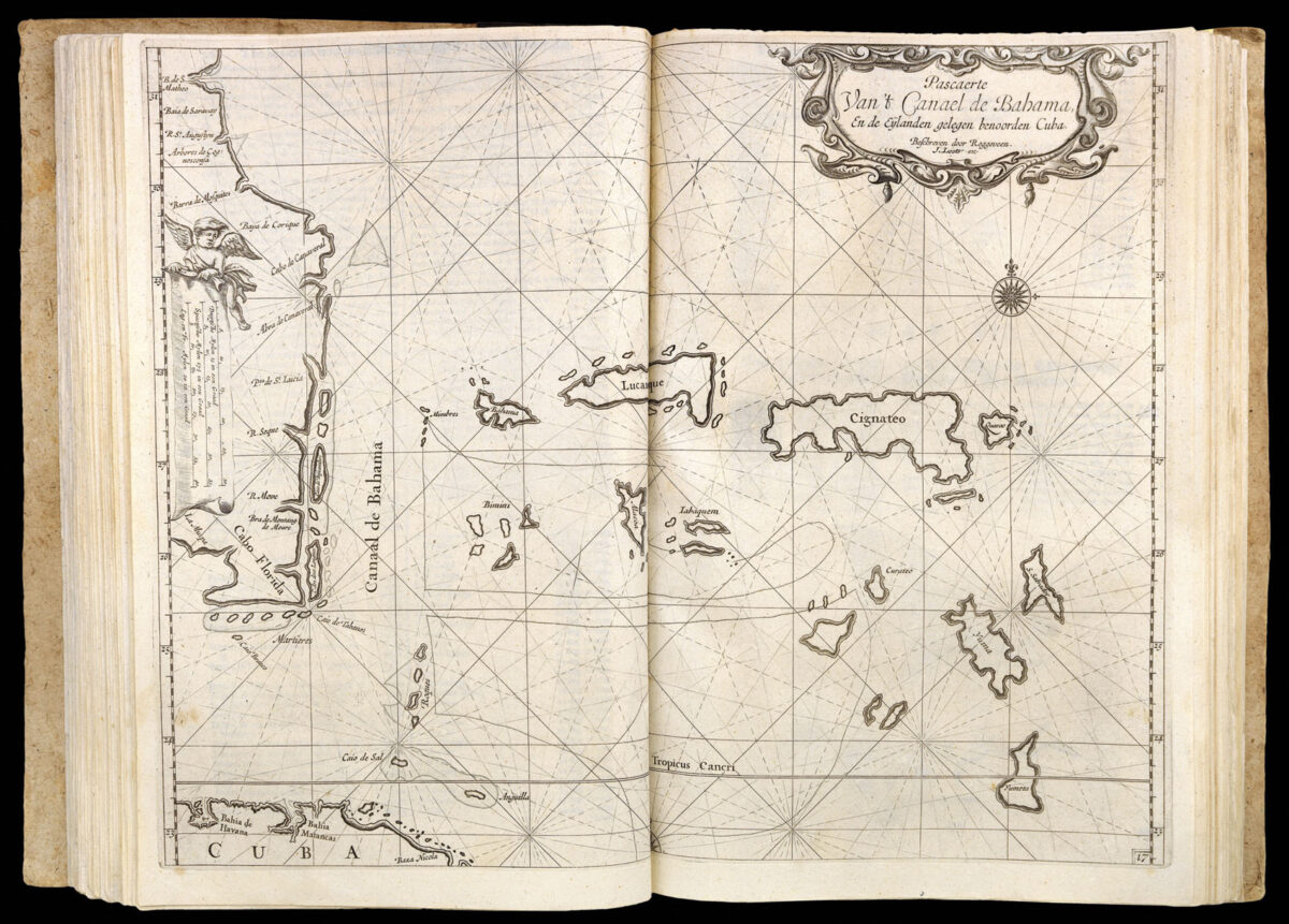 ROGGEVEEN, Arent; [and] LOOTSMAN, Jacob and Caspar [The fifth part of the new great sea-mirrour: discovering the west coasts of Africa with the great dial of America...] [bound with] The Coasting Pilot, Describing the Sea-Coasts of England, Scotland...