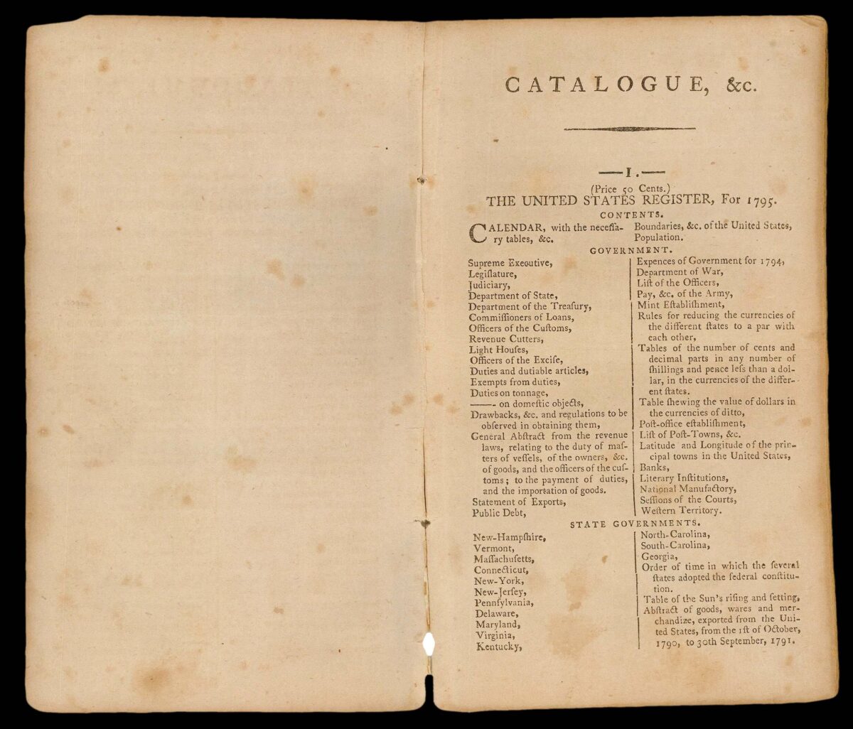 CAREY, Mathew Catalogue of Books, Pamphlets, Maps, and Prints