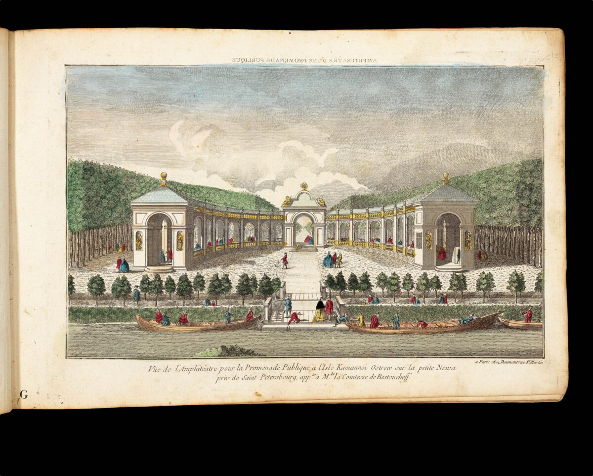 [Publishers BASSET, André Basset, DAUMONT, Jean-Francois, HUQUIER, Jacques-Gabriel Huquier, MAILLET, Nicolas Langlois, MONDARE, Louis Joseph Mondhare, and others]. [Zograscope together with an album of 199 vues d'optique].