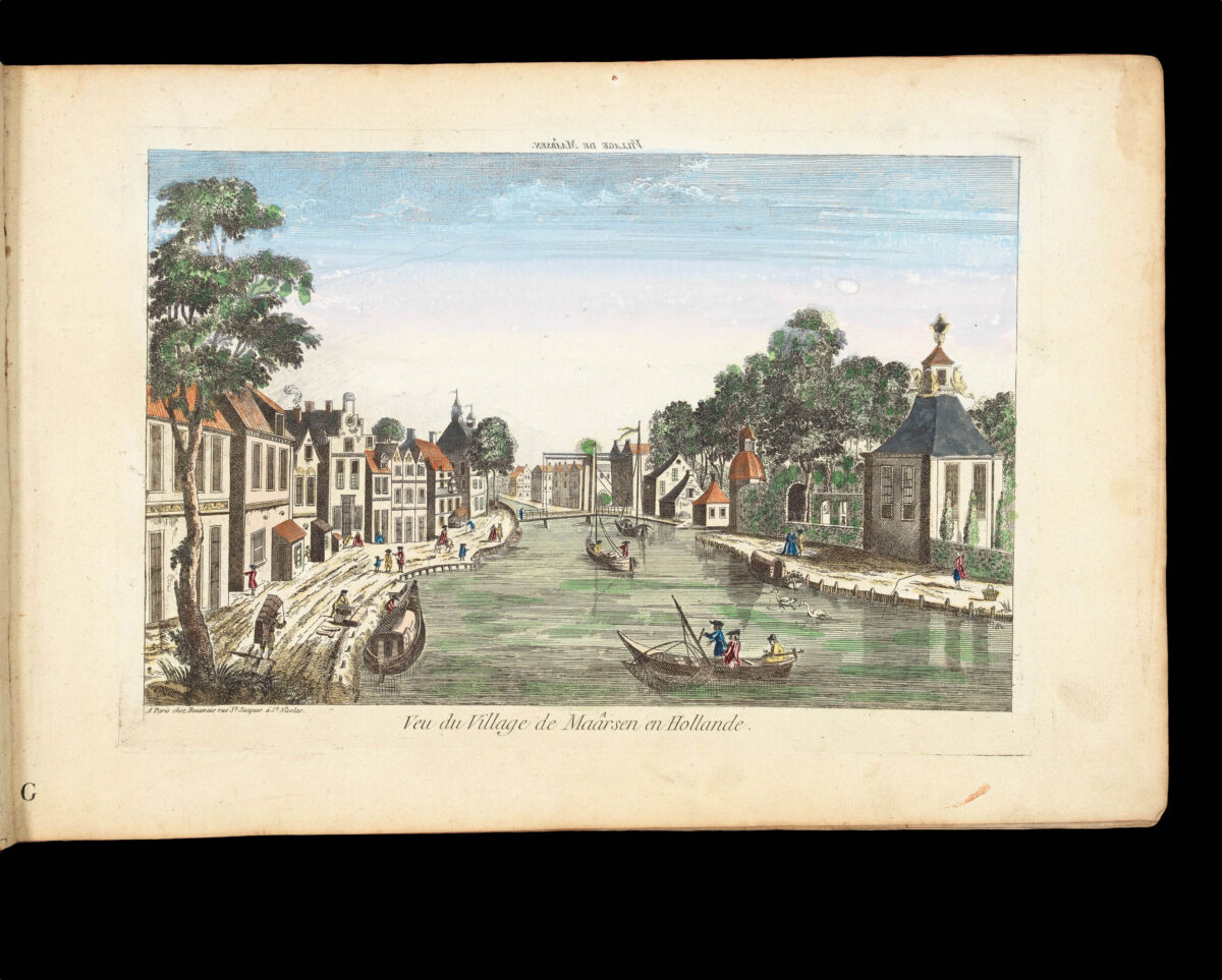 [Publishers BASSET, André Basset, DAUMONT, Jean-Francois, HUQUIER, Jacques-Gabriel Huquier, MAILLET, Nicolas Langlois, MONDARE, Louis Joseph Mondhare, and others]. [Zograscope together with an album of 199 vues d'optique].