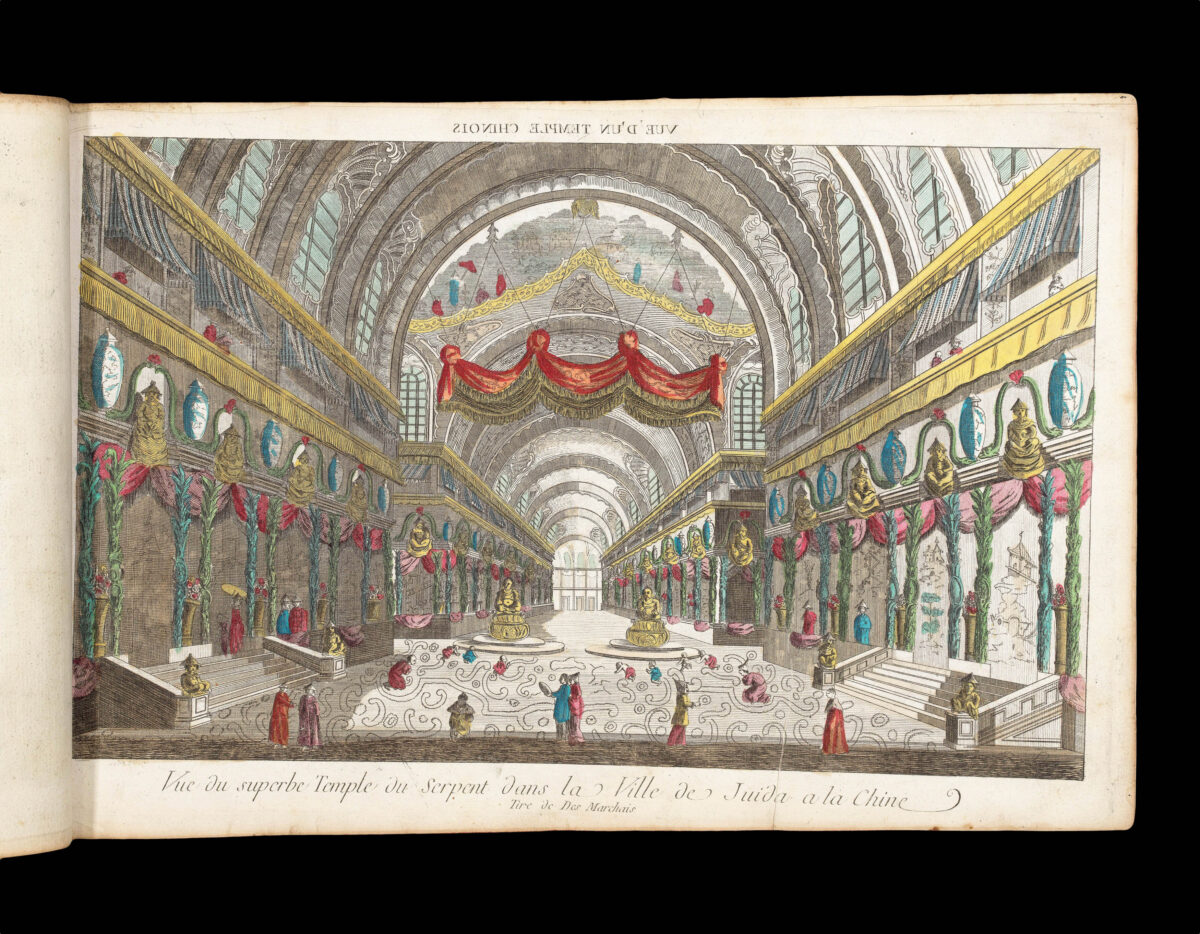 [Publishers BASSET, André Basset, DAUMONT, Jean-Francois, HUQUIER, Jacques-Gabriel Huquier, MAILLET, Nicolas Langlois, MONDARE, Louis Joseph Mondhare, and others]. [Zograscope together with an album of 199 vues d'optique].