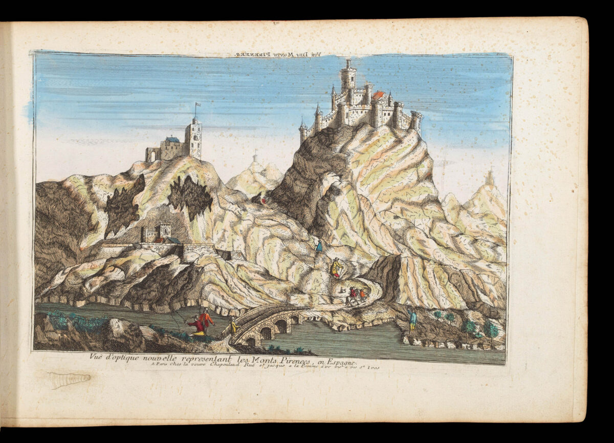 [Publishers BASSET, André Basset, DAUMONT, Jean-Francois, HUQUIER, Jacques-Gabriel Huquier, MAILLET, Nicolas Langlois, MONDARE, Louis Joseph Mondhare, and others]. [Zograscope together with an album of 199 vues d'optique].