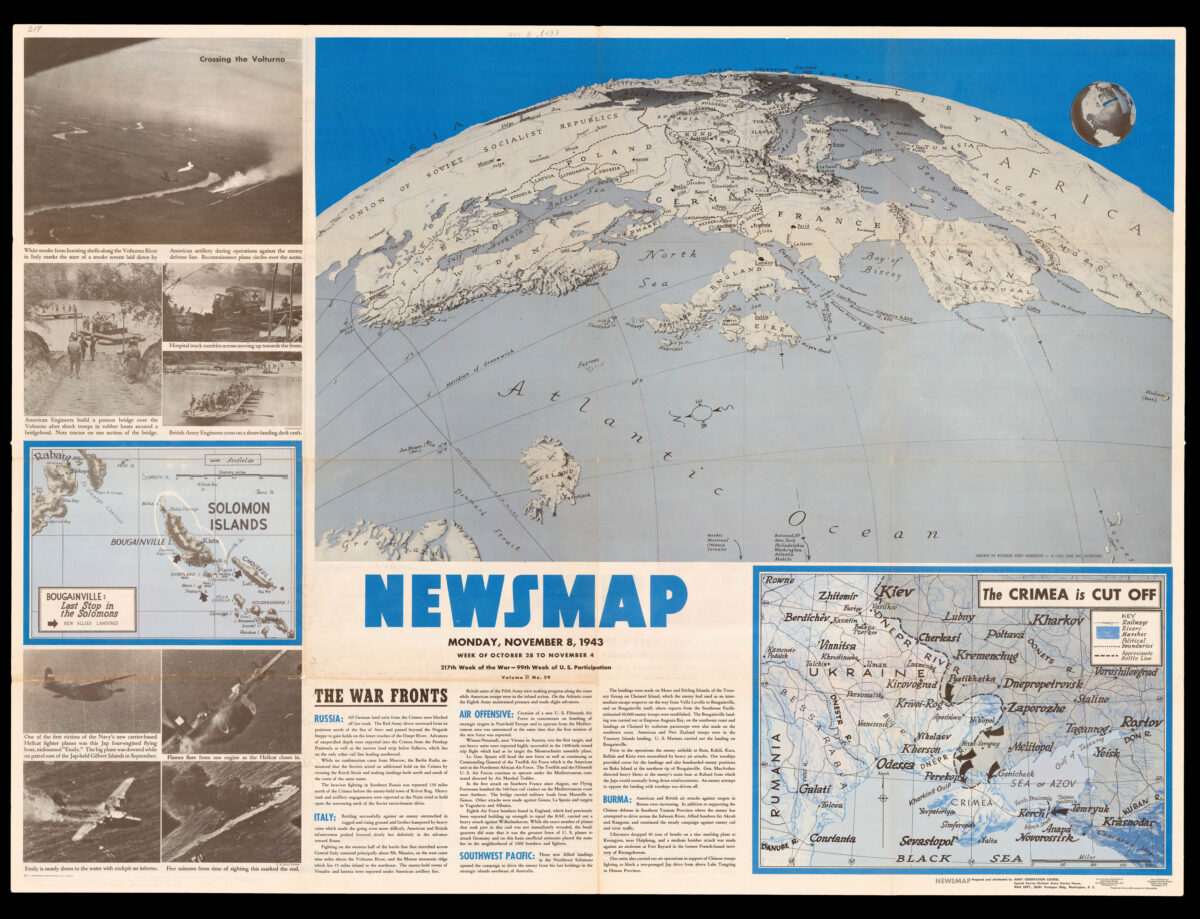 [SEUSS, Theodor Geisel and Munro LEAF] THIS IS ANN…..she drinks blood! [and] Newsmap / Monday, November 8, 1943