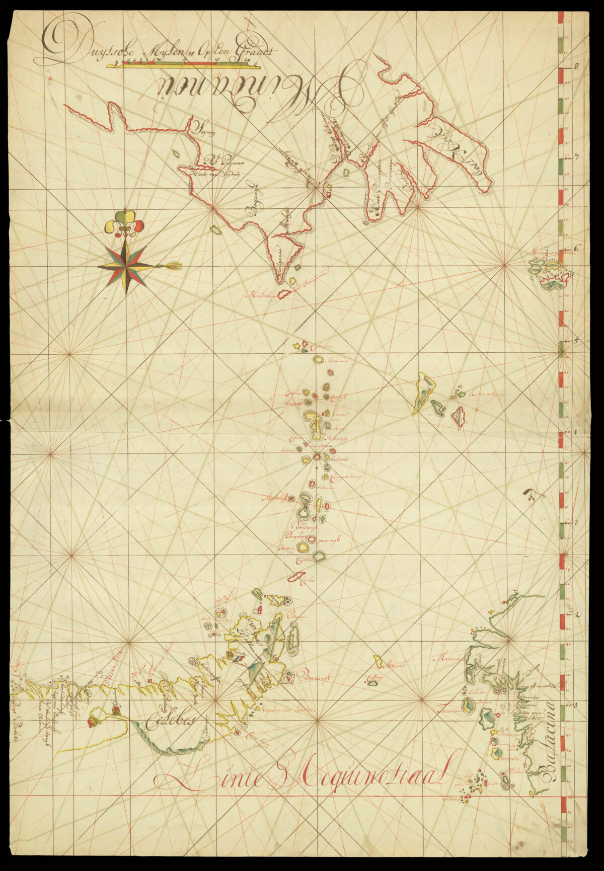 DE HAAN, Gerrit [after], possibly by Wigle SICMA. Untitled Chart of the Celebes Sea.