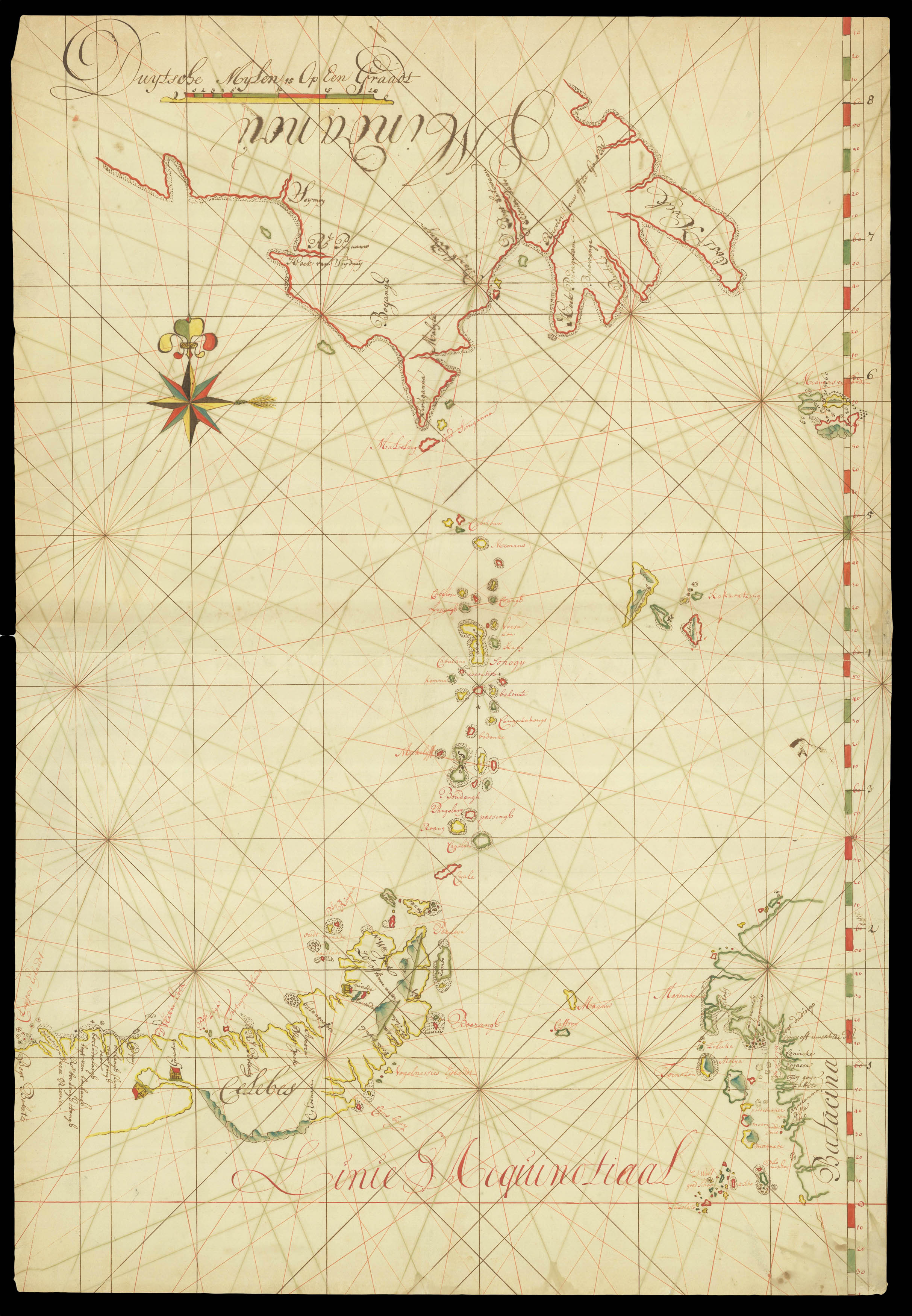 DE HAAN, Gerrit [after], possibly by Wigle SICMA. Untitled Chart of the Celebes Sea.