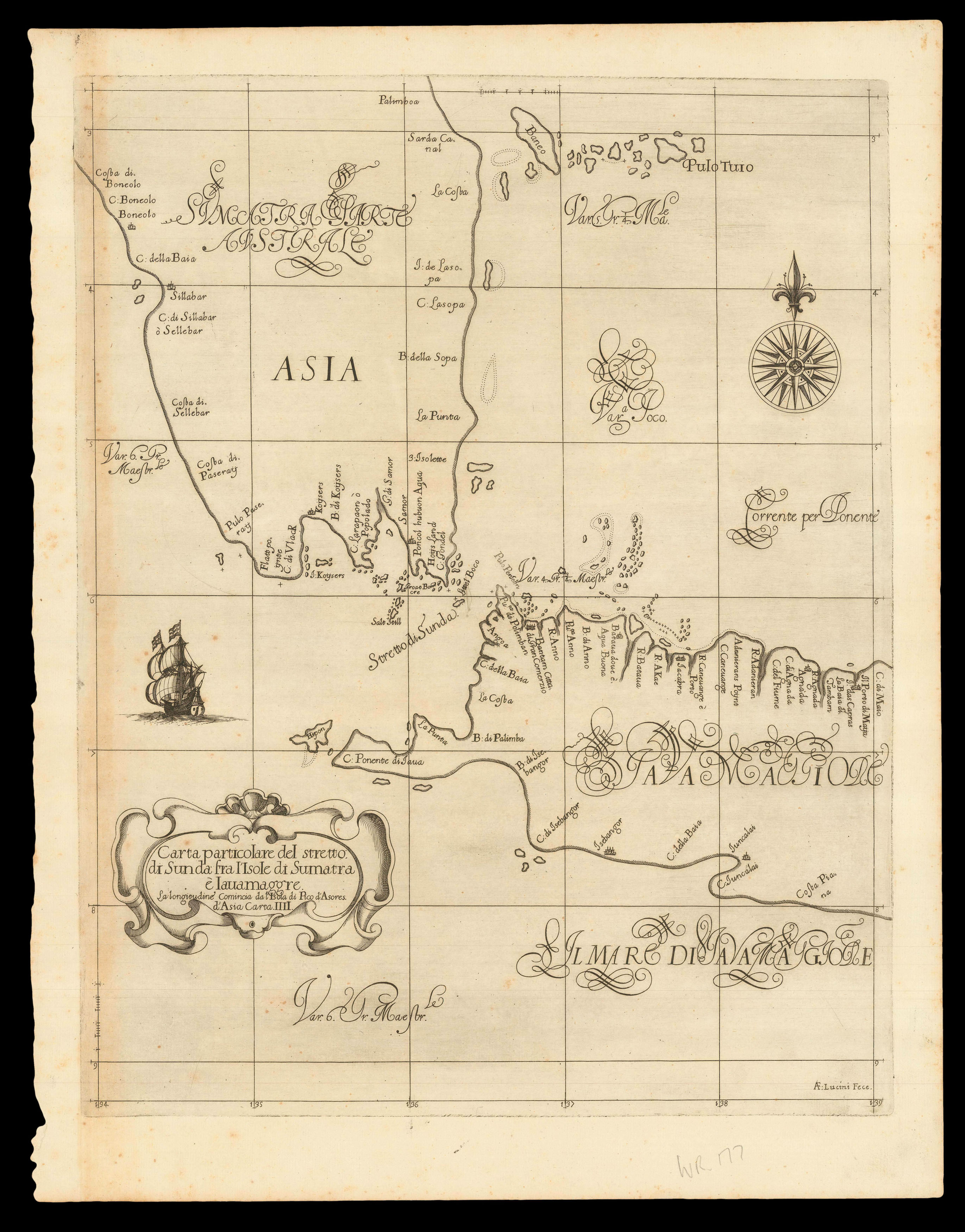 DUDLEY, Robert Carta particolare del stretto di Sunda fra l'Isole di Sumatra e Iavamaggre