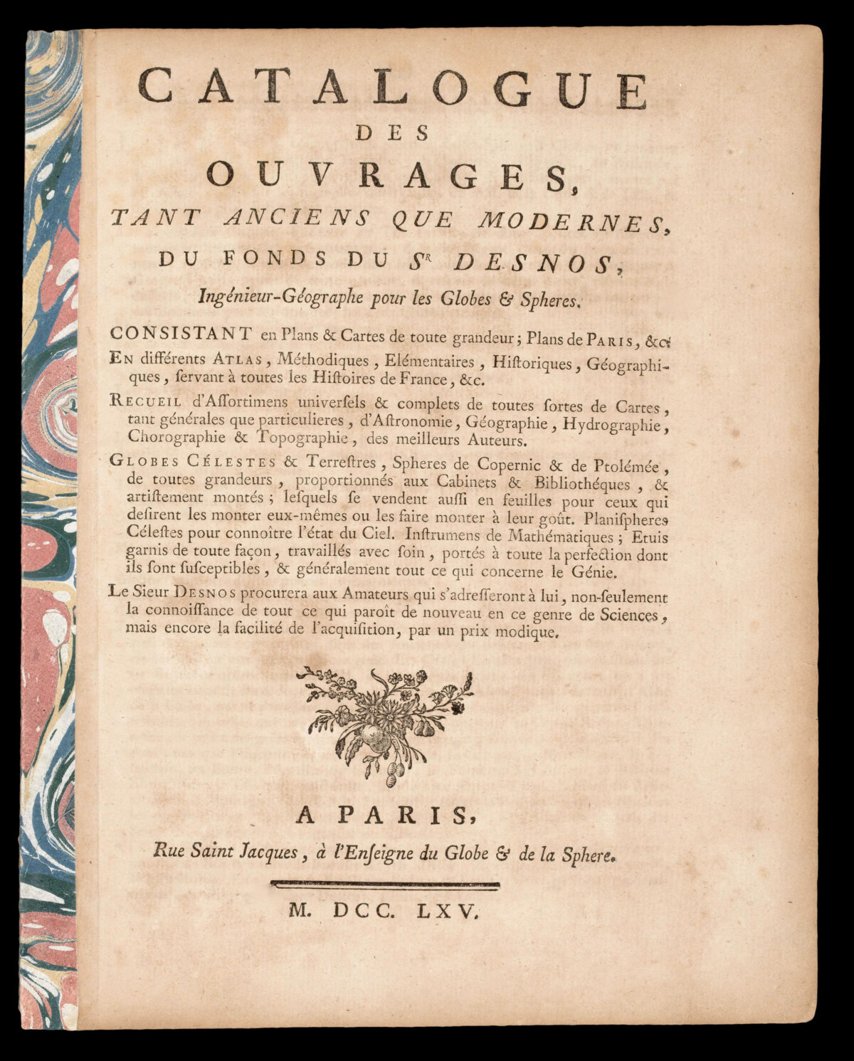 DESNOS, [Louis-Charles] Catalogue des ouverages,