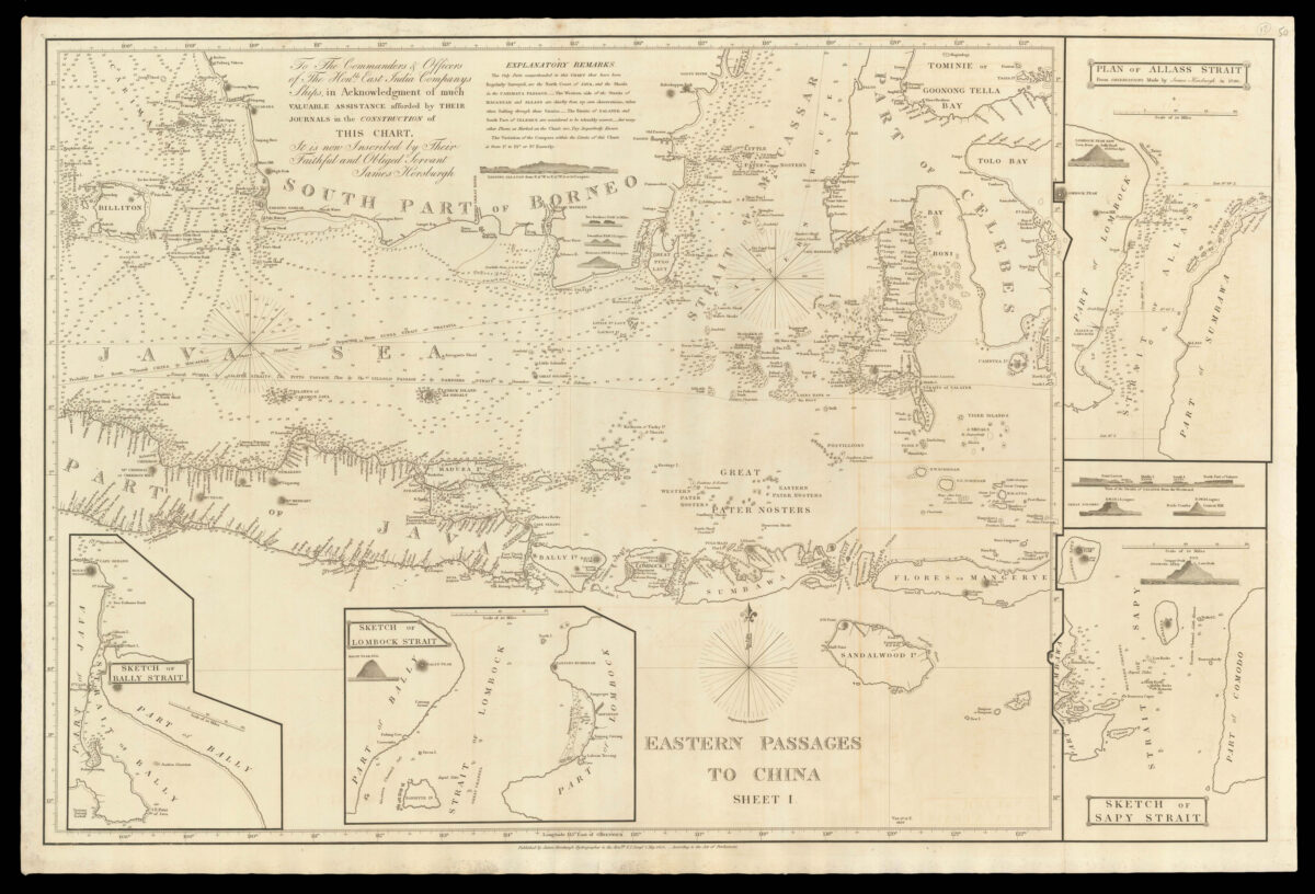 HORSBURGH, James Eastern Passages to China. Sheet I.