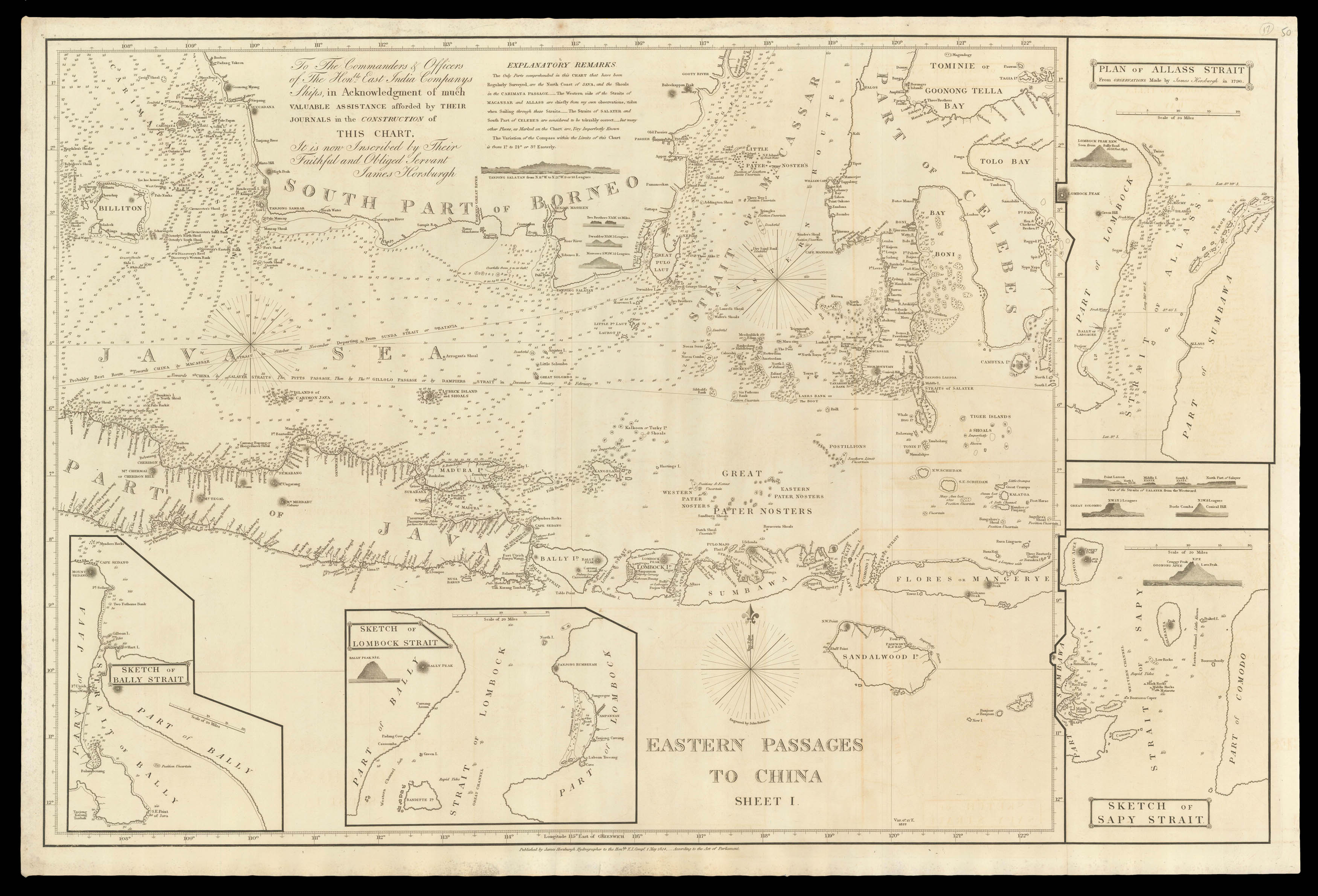 HORSBURGH, James Eastern Passages to China. Sheet I.