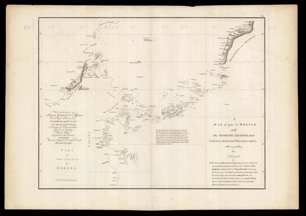 DALRYMPLE, Alexander A Mar [sic] of part of Borneo and the Sooloo Archipelago: