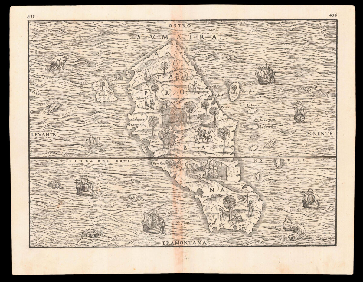 RAMUSIO, Giovanni Battista; and GASTALDI, Giacomo [Untitled map of Sumatra]