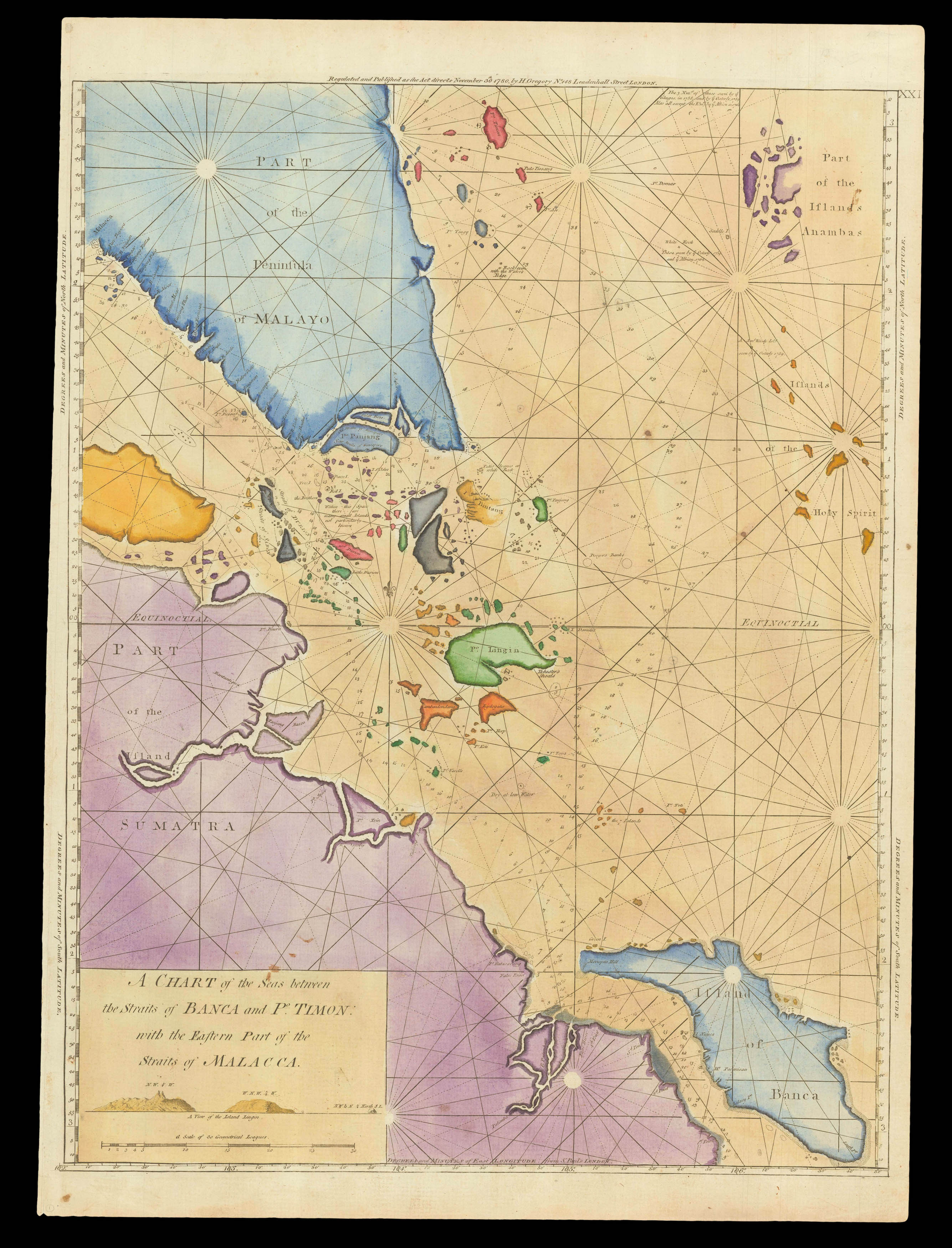 HERBERT, William; and Henry GREGORY A Chart of the Seas between the Straits of Banca and P.o Timon: