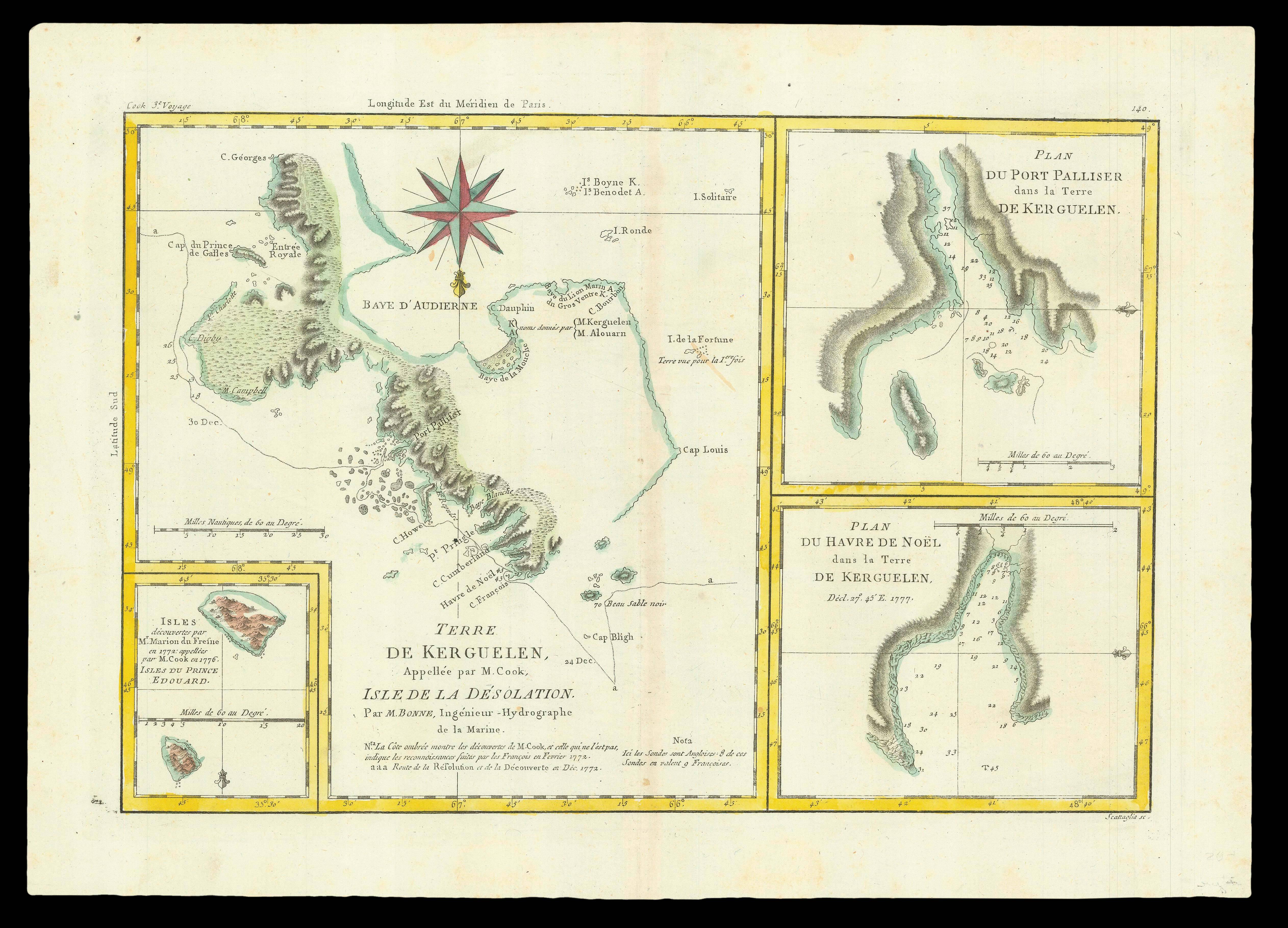 BONNE, Rigobert; and COOK, Captain James R.N., F.R.S. Terre de Kerguelen, Appellee par M. Cook, Isle de la Desolation