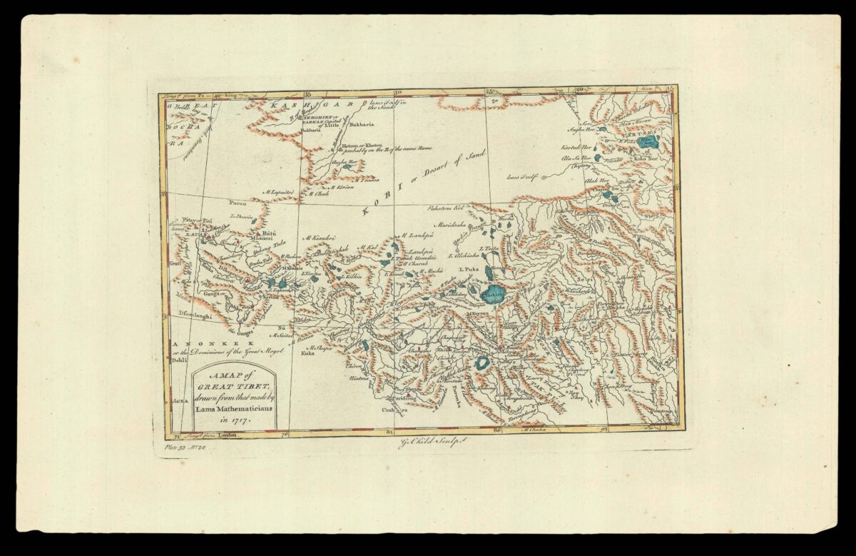 GREEN, John [pseudonym of Braddock MEAD]; and George CHILD A Map of Great Tibet, drawn from that made by Lama mathematicians in 1717.
