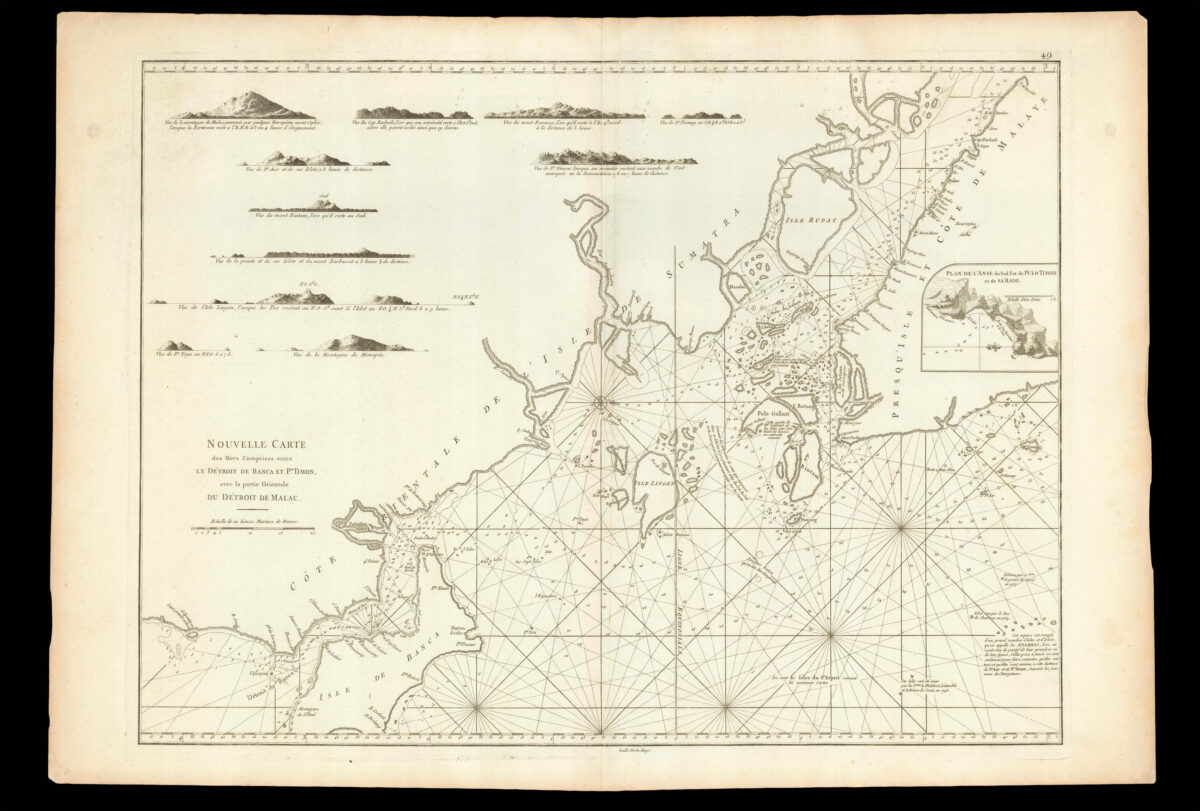 D'APRES DE MANNEVILLETTE, Jean-Baptiste Nicolas Denise Nouvelle Carte des Mers Comprises entre Le Detroit de Banca et P.o Timon, avec la partie Orientale du Detroit de Malac.