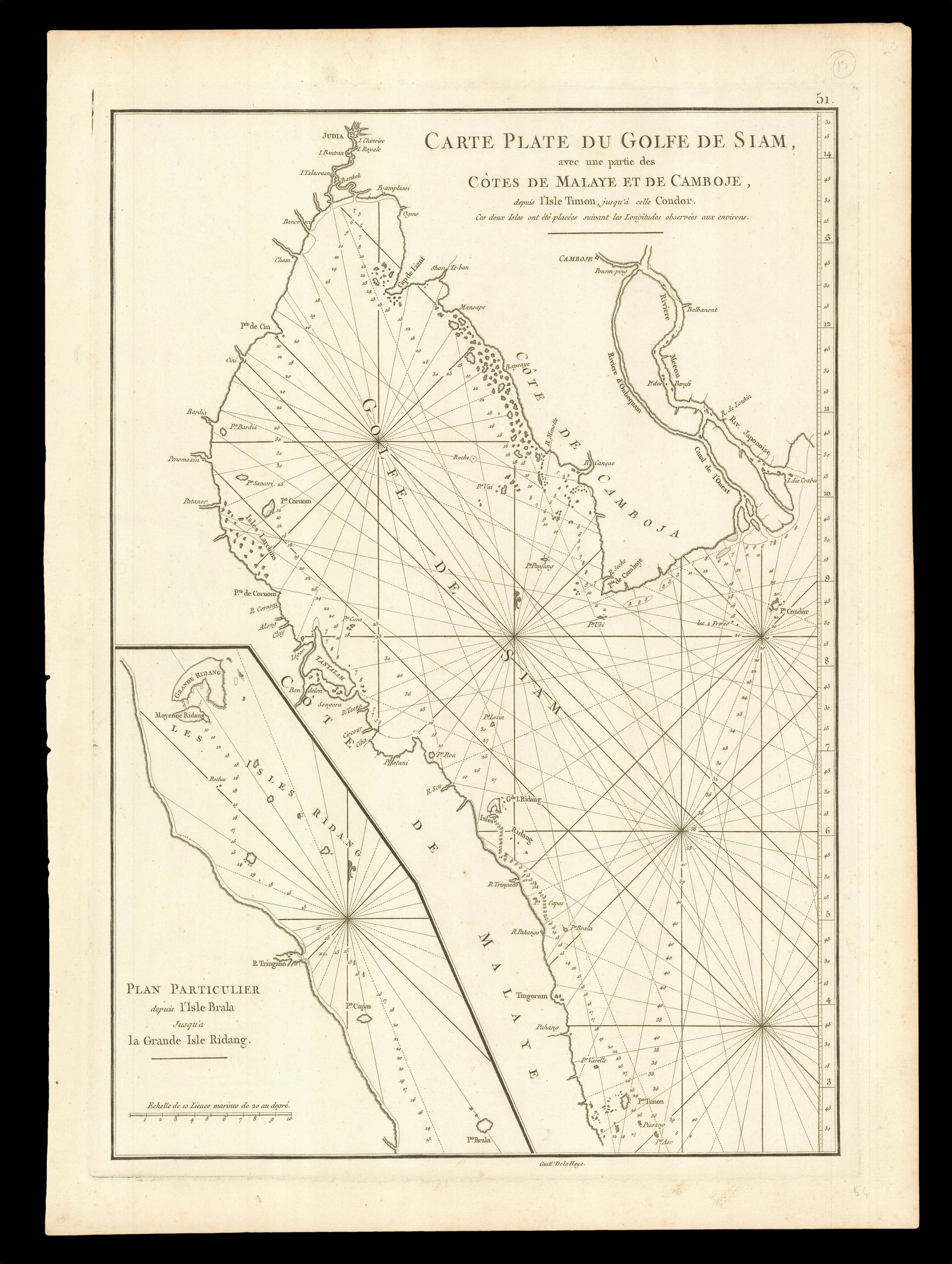 D'APRES DE MANNEVILLETTE, Jean-Baptiste Nicolas Denise Carte plate du Golfe de Siam,