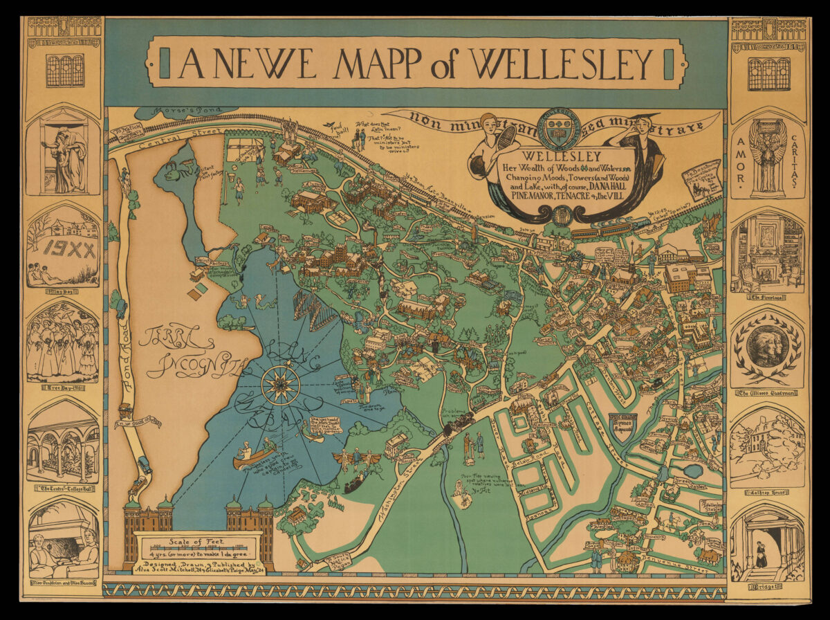 GARFIELD, Alva Scott, as Alva Scott MITCHELL; and Elizabeth Paige MAY A Newe Mapp of Wellesley. Designed, Drawn & Published by Alva Scott Mitchell & Elizabeth Paige May '24.