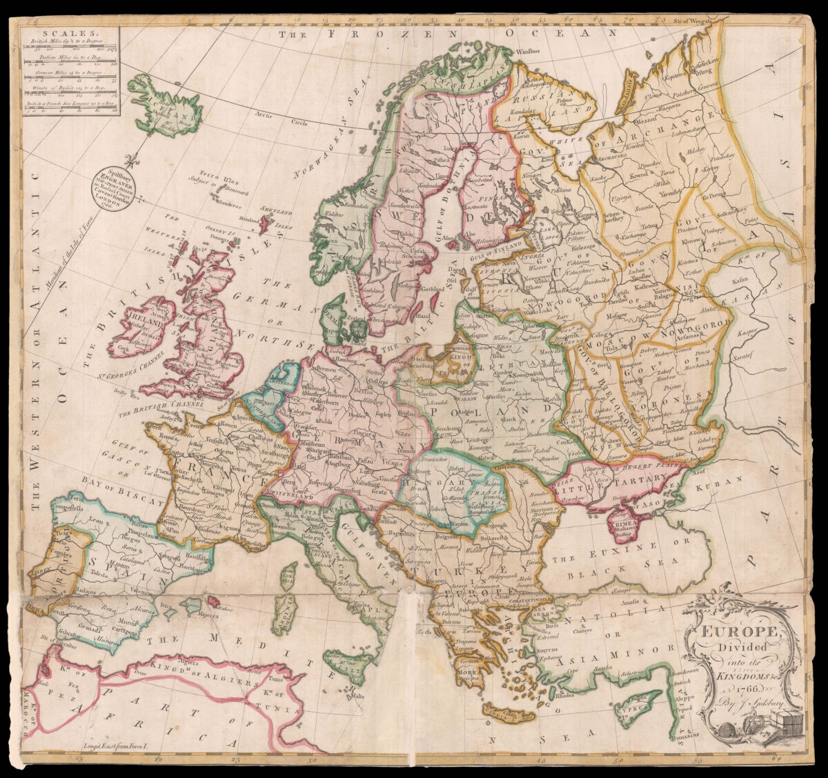 SPILSBURY, J[ohn] Europe divided into its kingdoms, etc. 1766. By J. Spilsbury.