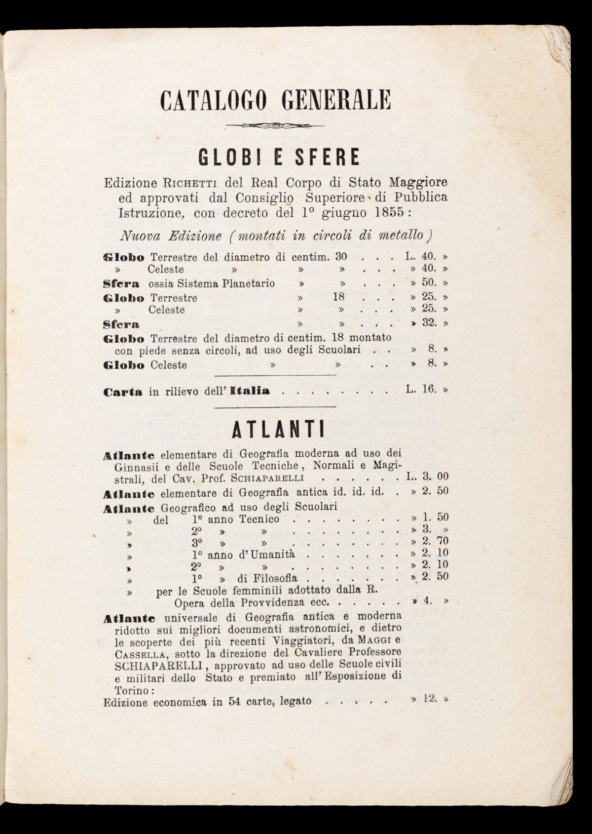 MAGGI, Giovanni Battista Catalogo di alcune fra le migliori e piu' recenti carte geografiche