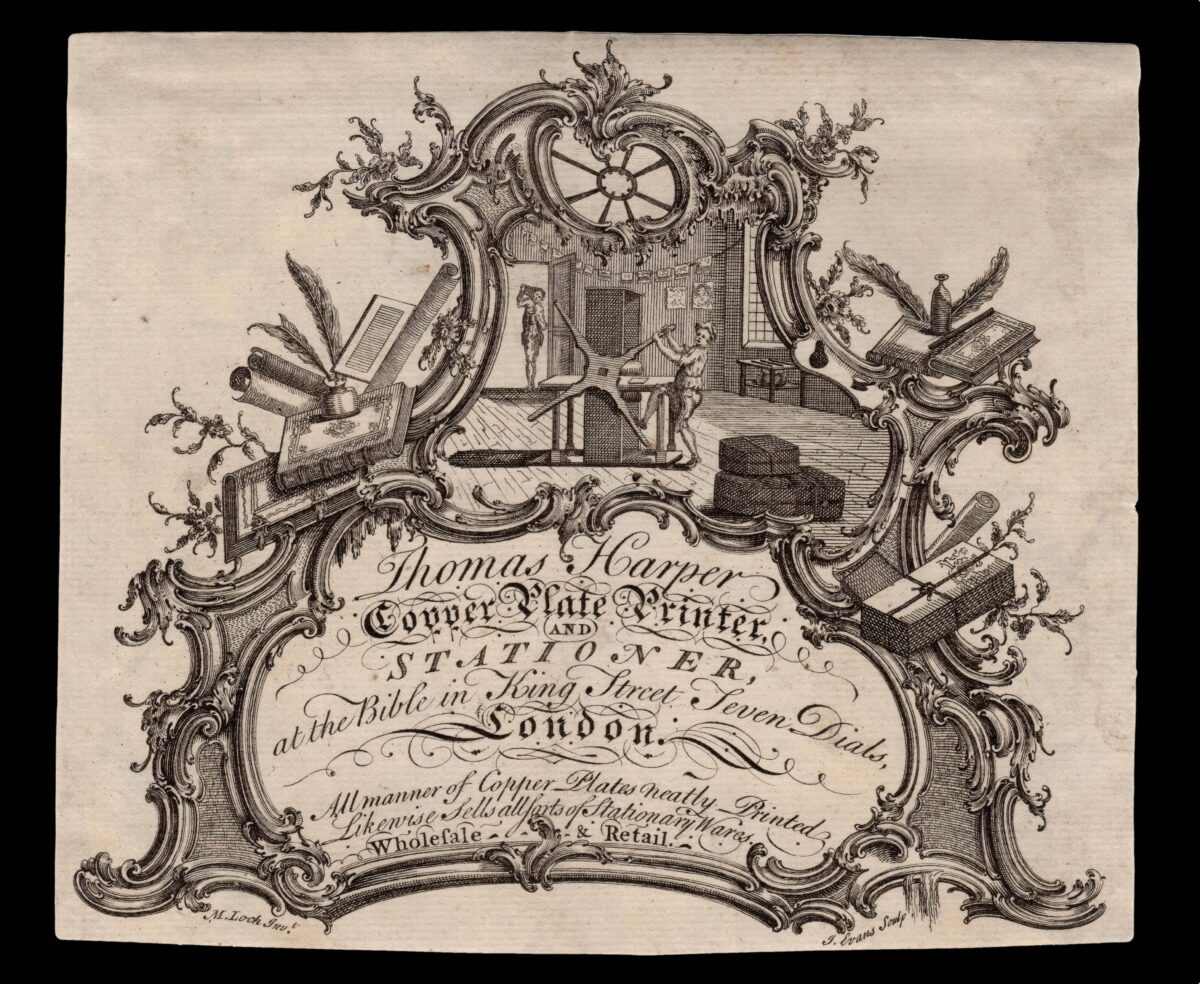 HARPER, Thomas; and Matthias LOCK Thomas Harper, Copper Plate Printer and Stationer,...