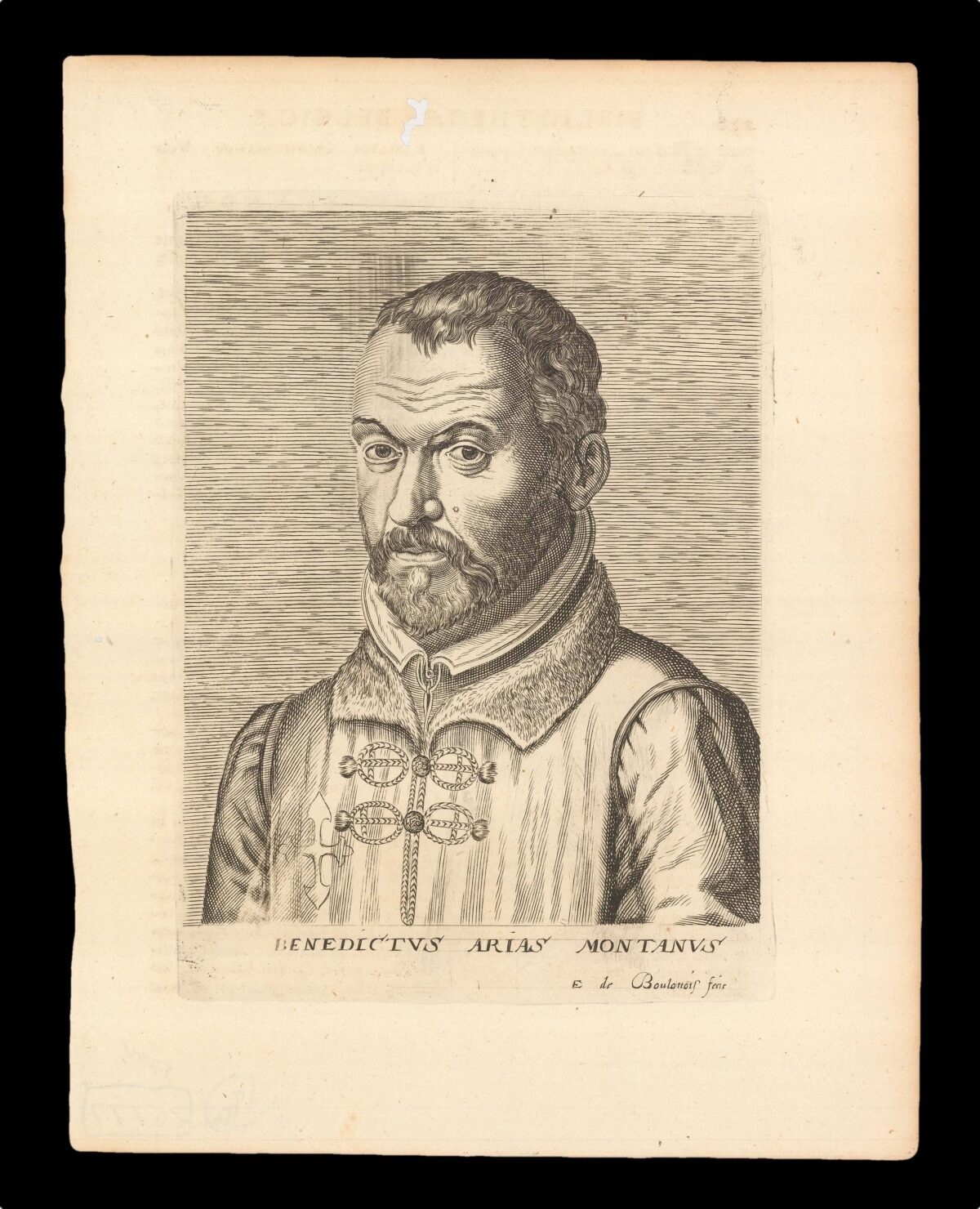 BOULONOIS, E[sme] de; [after Philips GALLE] Benedictus Arias Montanus.