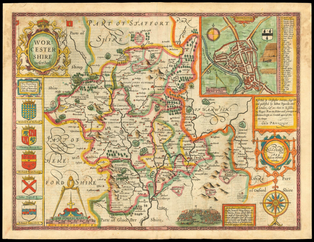 Roger Ii Map Rare Roger Rea edition of Speed’s map of Worcestershire - Daniel Crouch ...