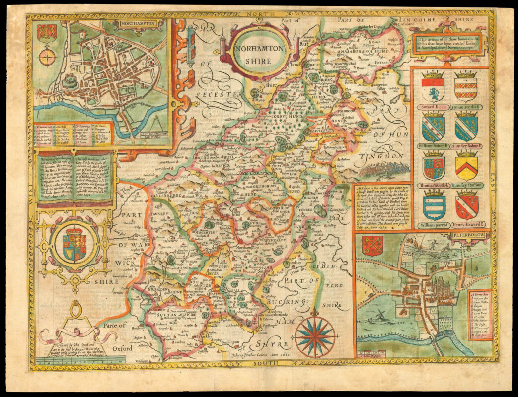Roger Ii Map Rare Roger Rea edition of Speed’s map of Northamptonshire - Daniel ...