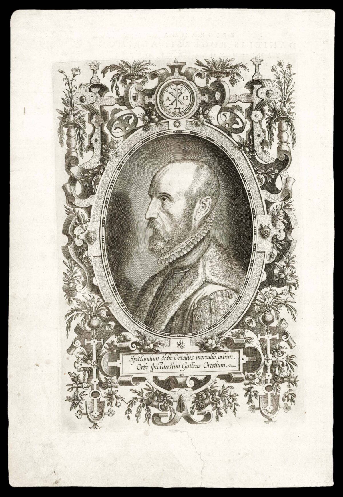 [GALLE, Philips; after Adriaen Thomaszoon KEY] Spectandum dedit Ortelius mortalib. orbem,