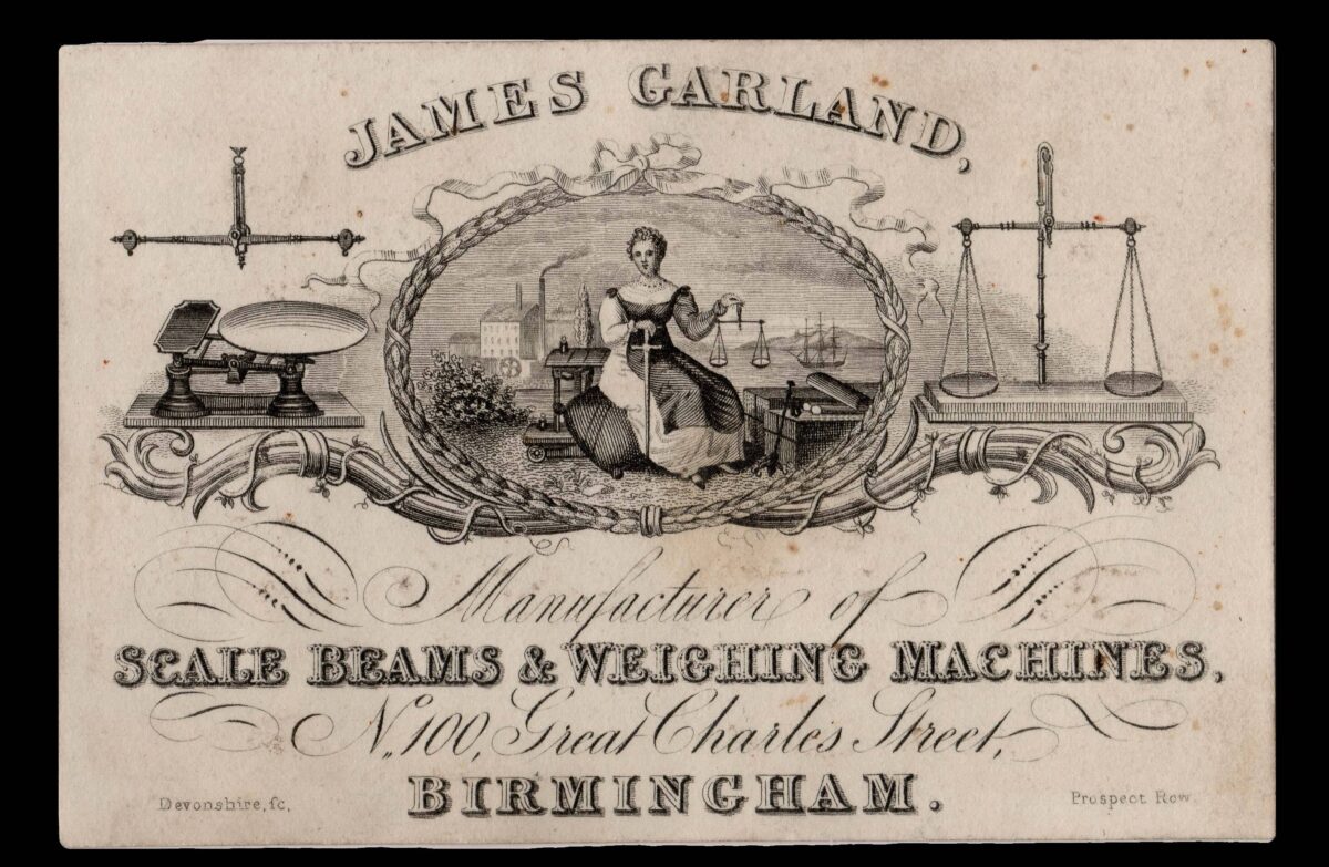 GARLAND, James James Garland, Manufacturer of Scale Beams & Weighing Machines,