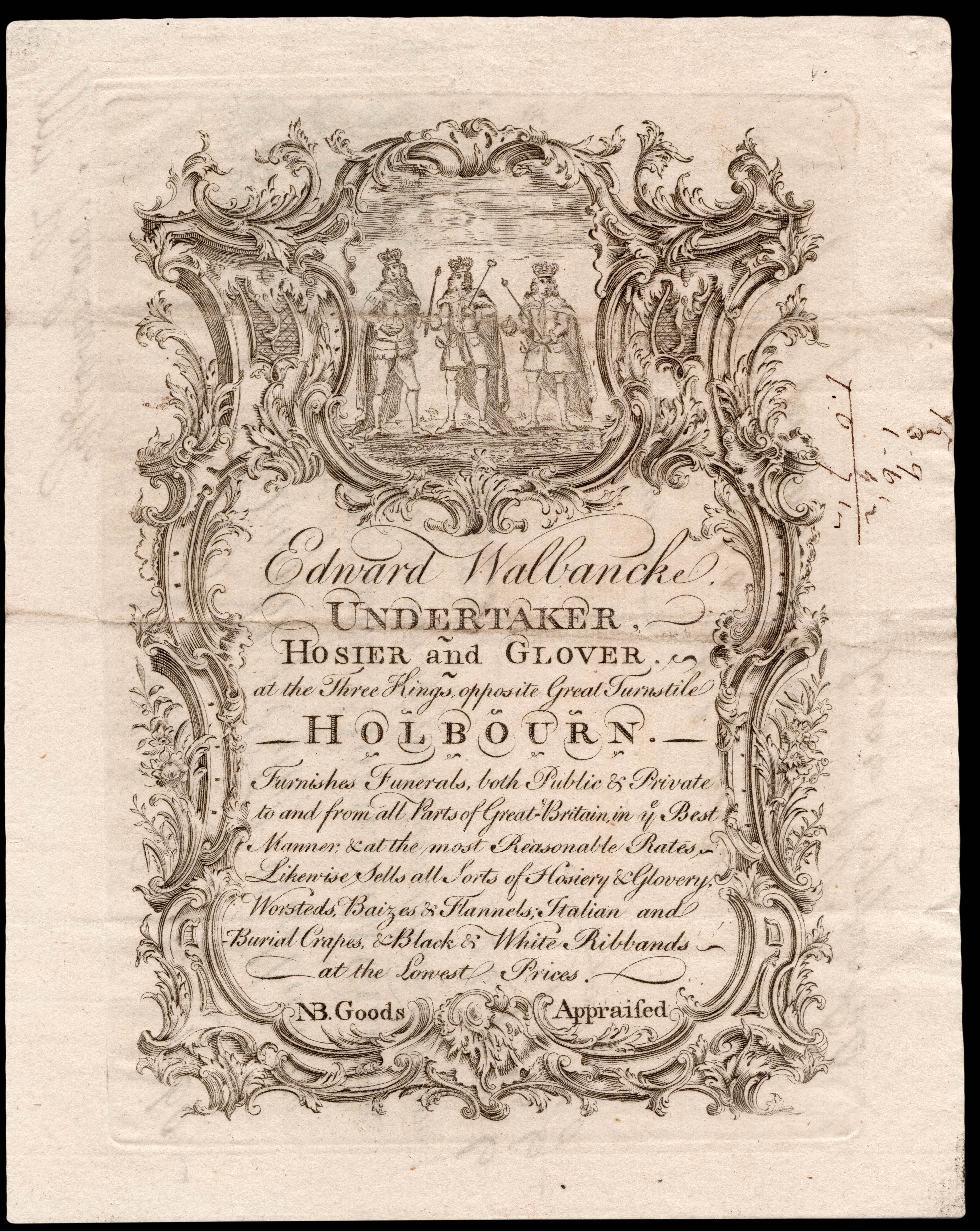 WALBANCKE, Edward Edward Walbancke Undertaken, Hosier and Glover