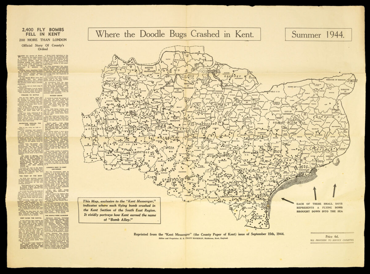 The Kent Messenger Where the Doodle Bugs Crashed in Kent. Summer 1944.