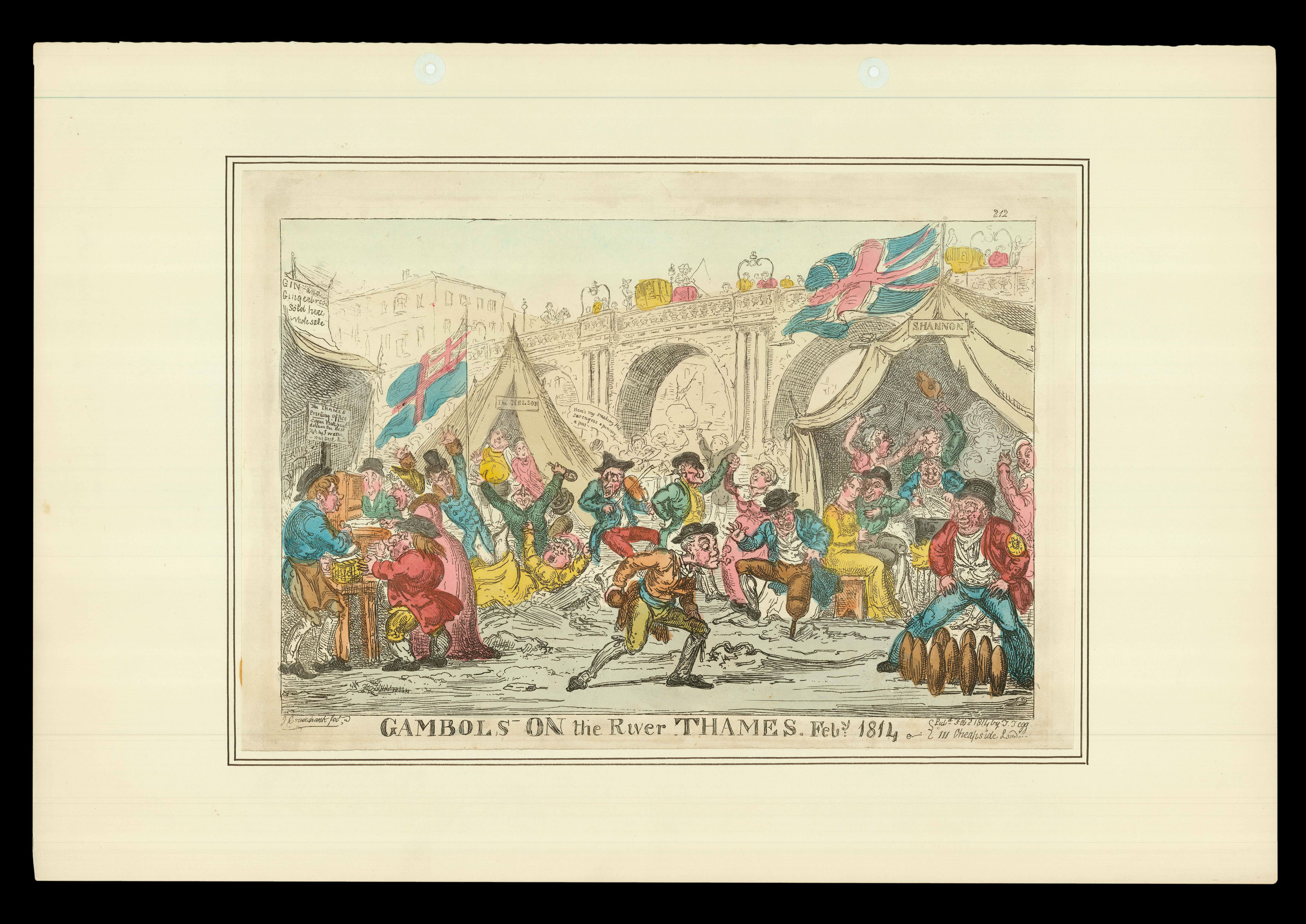 CRUIKSHANK, George Gambols on the River Thames. Feb 1814.