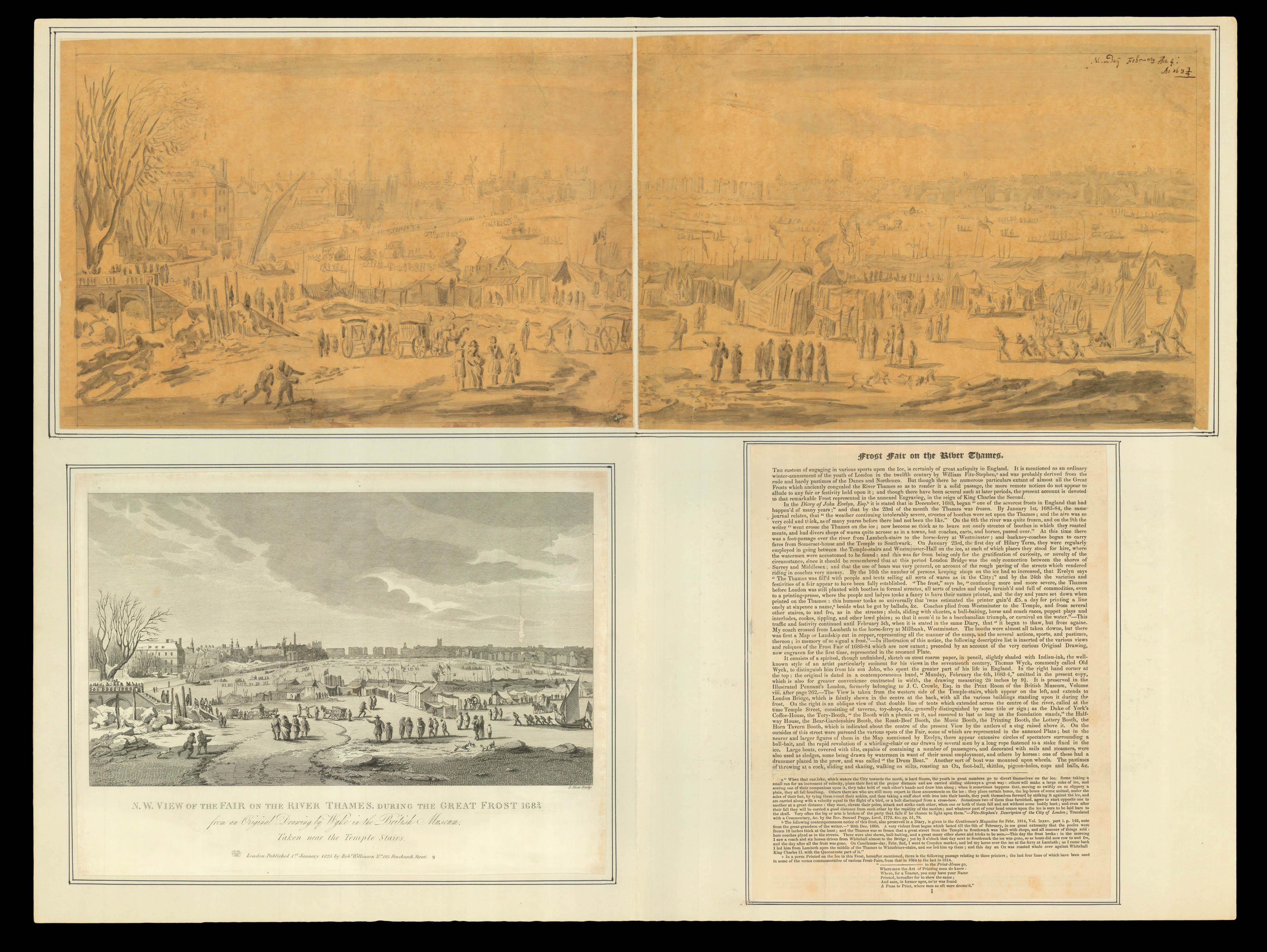 STOW, James; after Jan WYCK N.W. View of the Fair on the River Thames during the Great Frost 1683/4