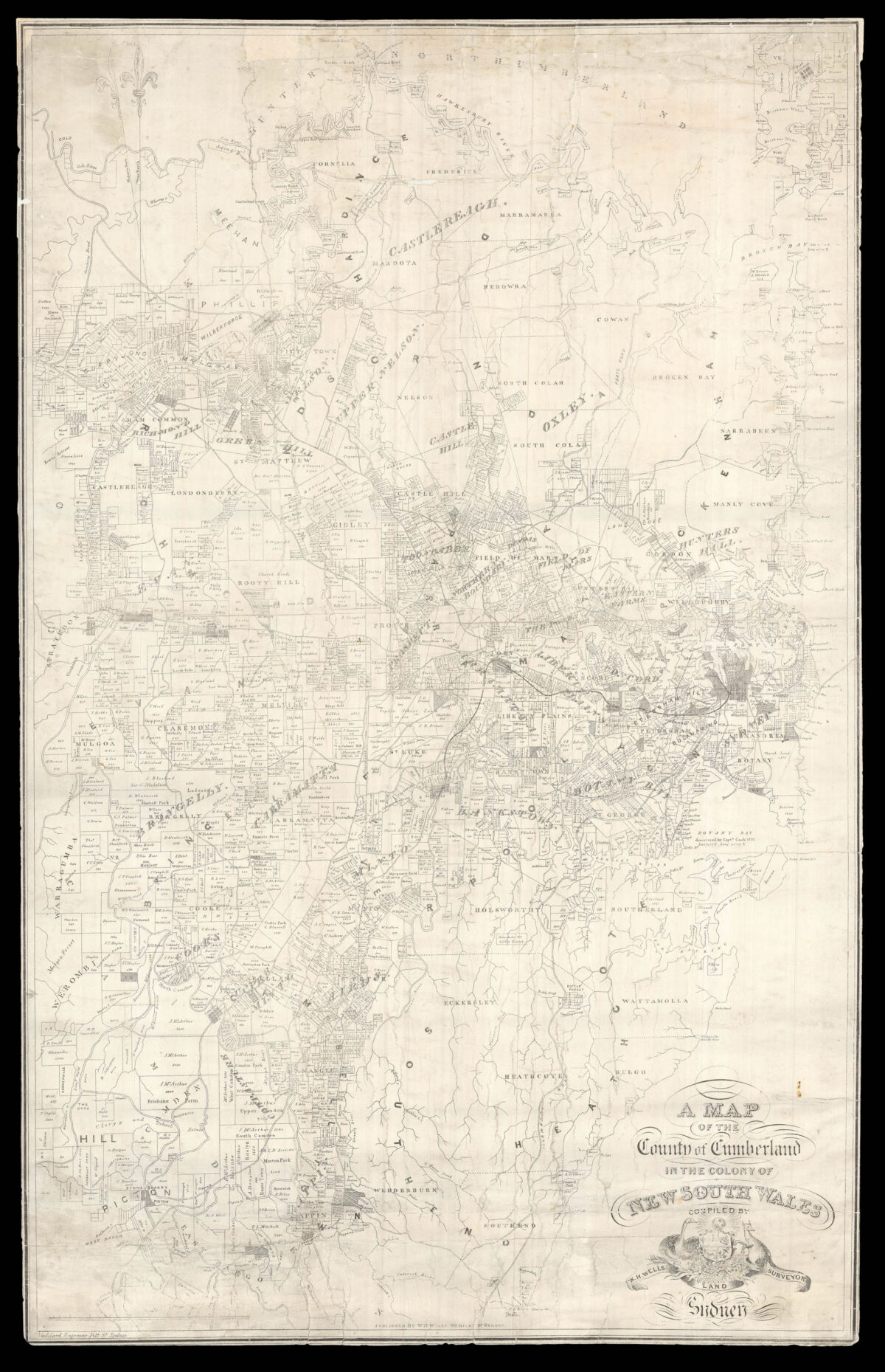 WELLS, W[illiam H[enry] [Australia] A Map of the County of Cumberland in the Colony of New South Wales...
