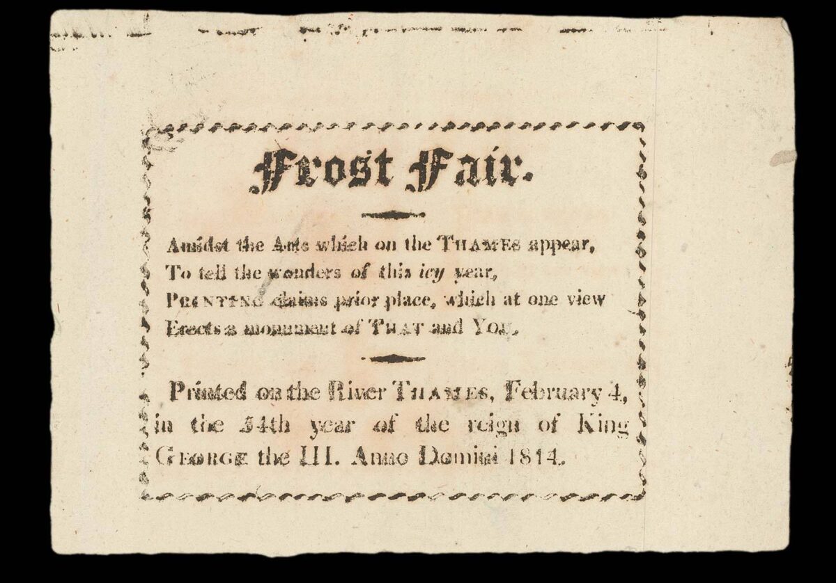 [ANONYMOUS] [Souvenir ticket from the Frost Fair of 1814].