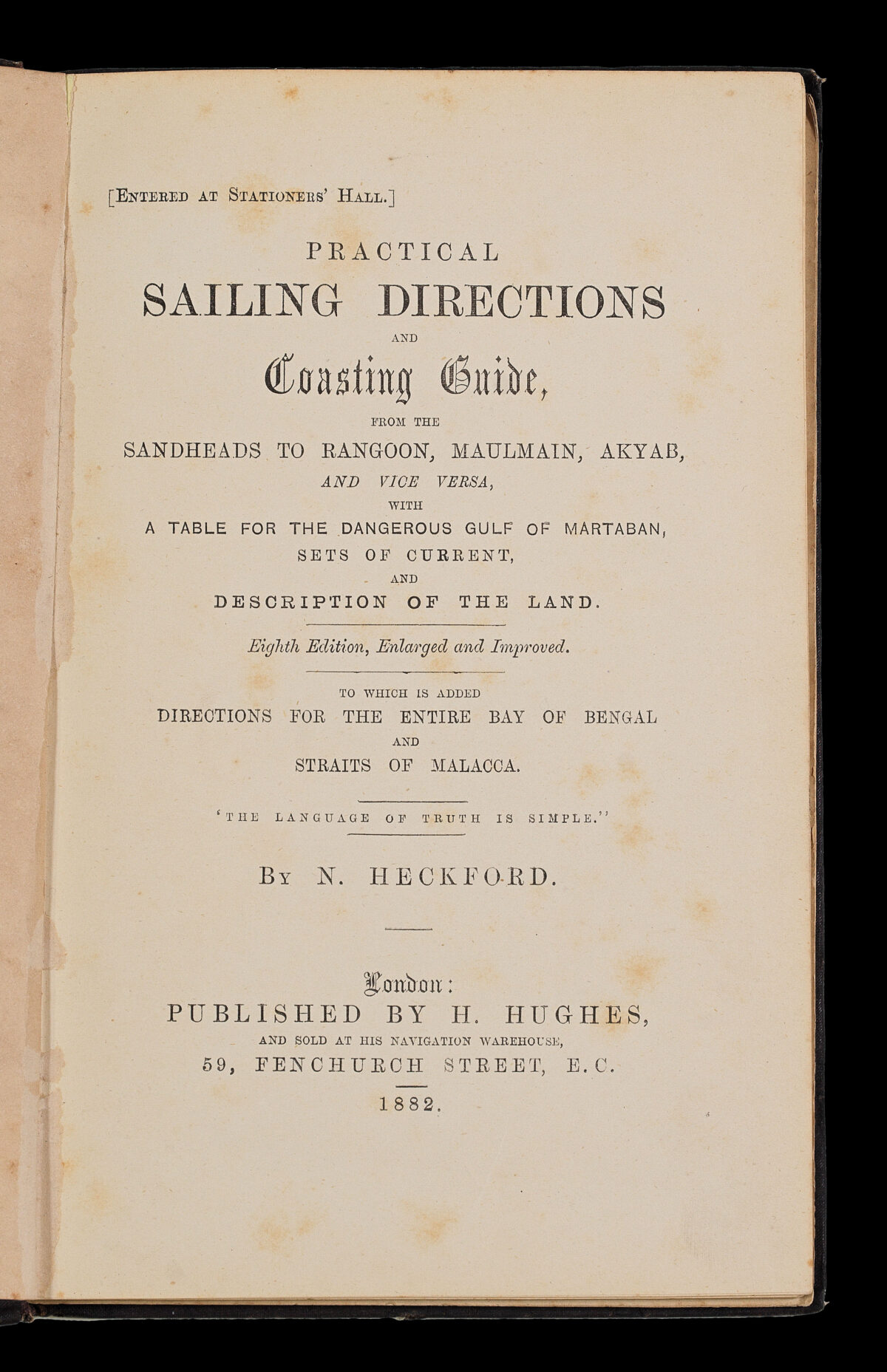 HECKFORD, N[athaniel] Practical Sailing Directions and Coasting Guide,